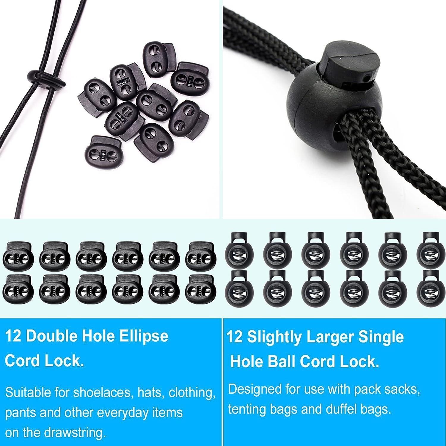 ZUSHALLMY 48pcs Upgraded Plastic Cord Lock, Cord Locks - Draw String Clip  with Spring Toggle Stoppers Buttons for Drawstrings, Shoelaces, Paracord