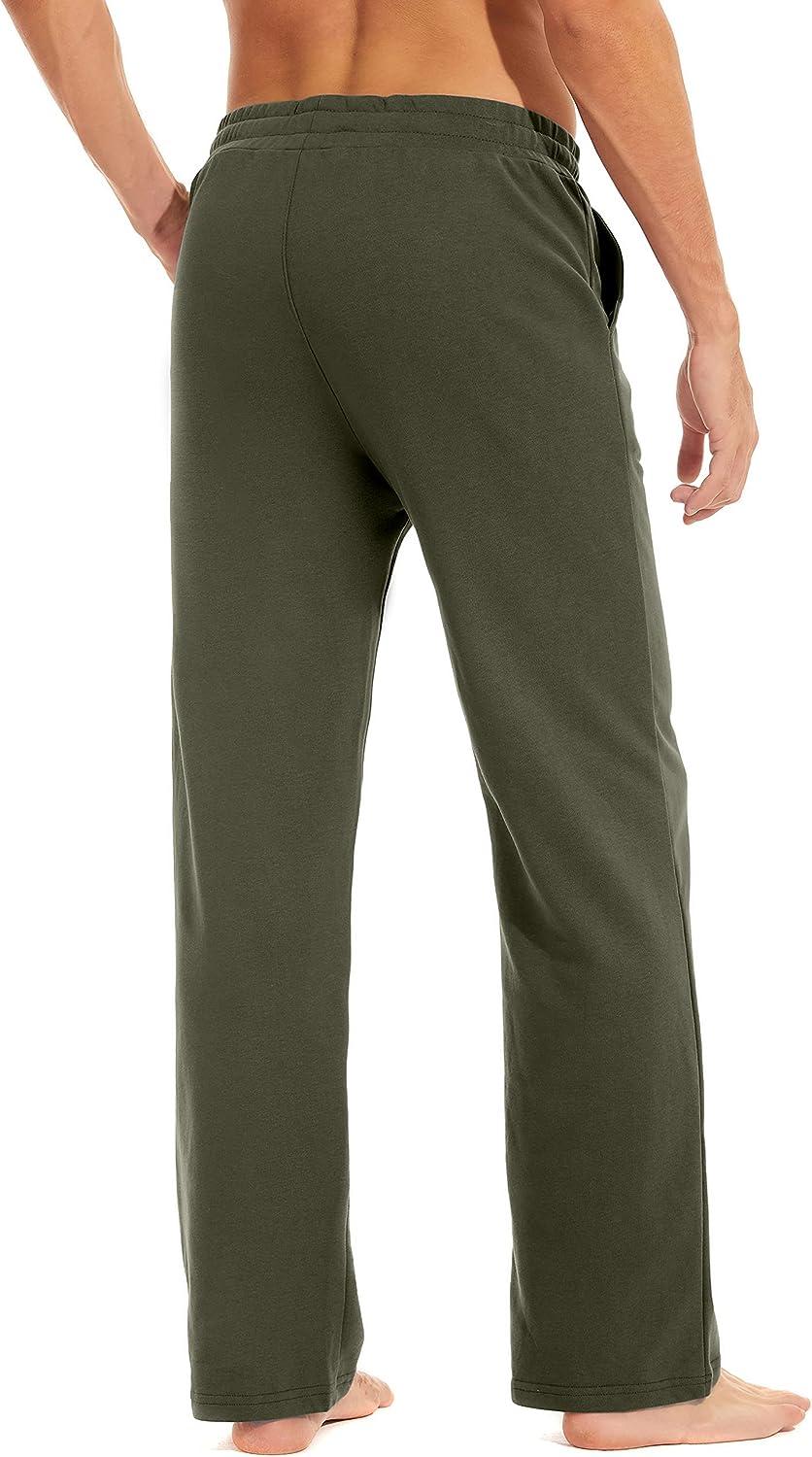 YUHAOTIN Sweatpants Men Open Bottom Tall Mens Joggers Sweatpants Long Men's  Elastic Pants Solid Color Breathable Cotton Linen Loose Casual Pants 