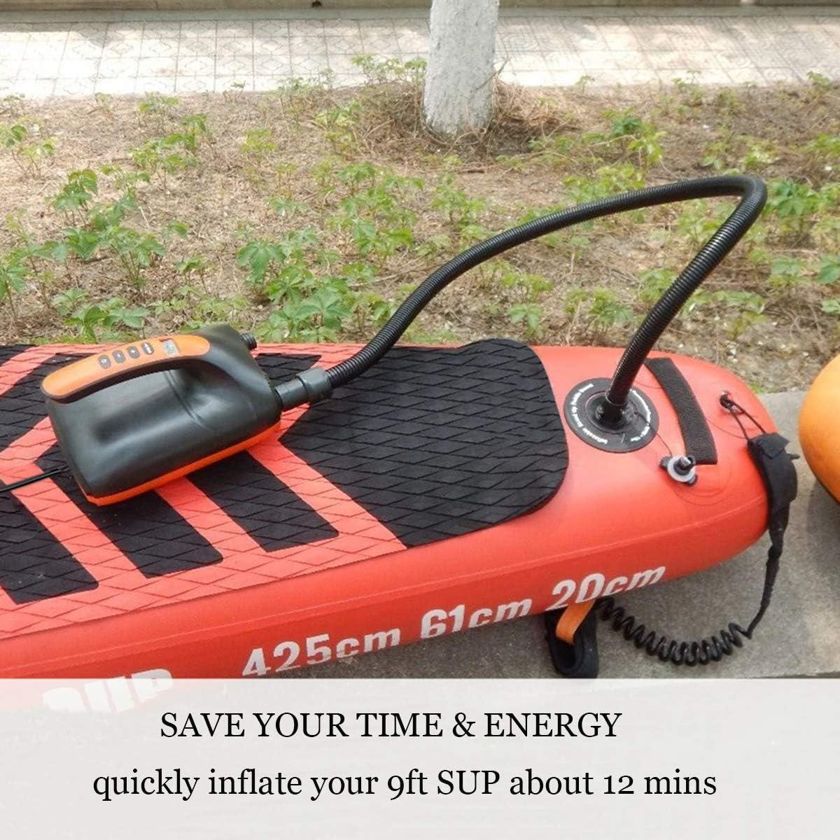 20PSI High Pressure SUP Electric Air Pump,Dual Stage Inflation Paddle Board  Pump for Inflatable Stand Up Paddle Boards, Boats,Kayak,12V DC Car Connector