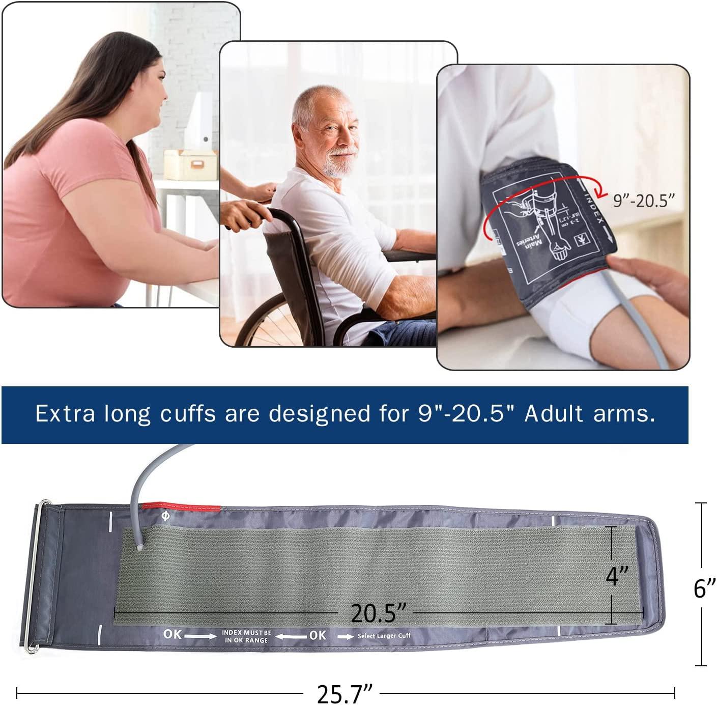XXL Blood Pressure Cuff Compatible with Omron 9”-24” (22-60CM), Extra Large  BP Repacement Cuff for Big Arms - Includes 6 Connectors