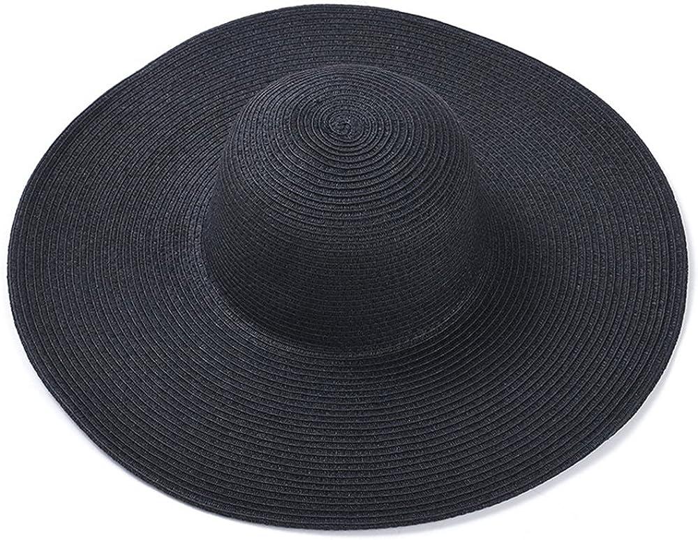Women Straw Hat with Bowknot Wide Brim UPF 50+ Straw Hat Roll Up Straw Hats  Packable Summer Straw Sun Protection Hat Foldable Beach Straw Hat Garden
