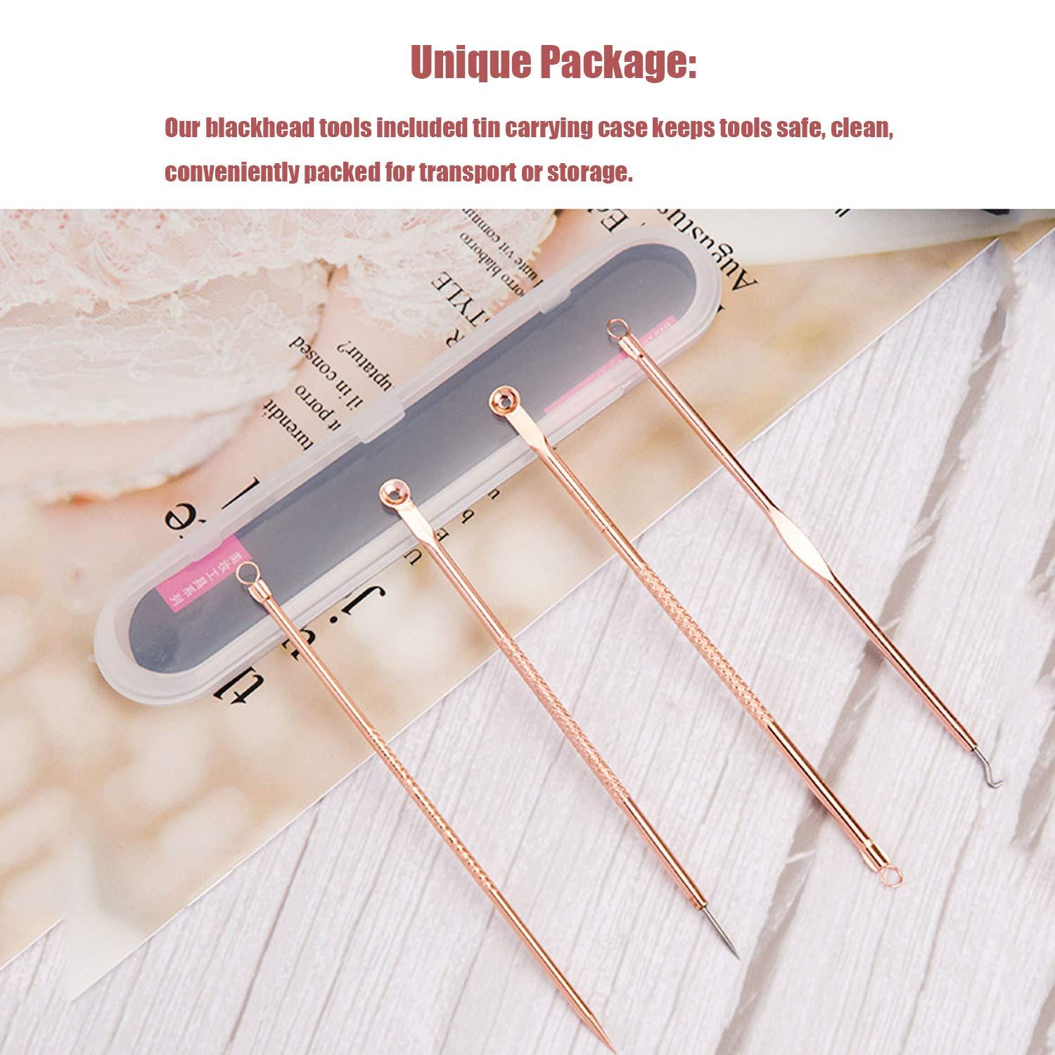 Blackhead Remover Pimple Comedone Extractor Tool Best Acne Removal Kit -  Treatment for Blemish Whitehead Popping Zit Removing for Risk Free Nose  Face Skin with Case (Rose 4 Piece Set)