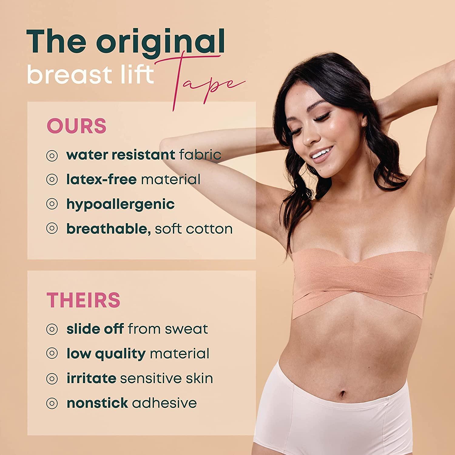 Boob Tape Boobytape for Breast Lift, Achieve Chest Brace Lift & Contour of  Breasts, Sticky Body Tape for Push up & Shape in All Clothing Fabric Dress  Types