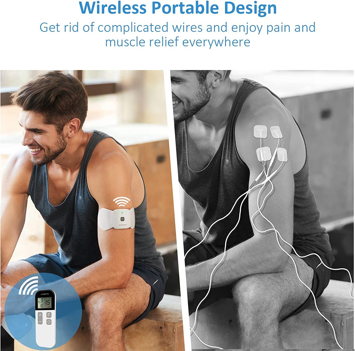 Comfytemp Wireless TENS Unit Muscle Stimulator for Pain Relief Therapy,  Rechargeable TENS Machine for Pain Management, Portable TENS Device for  Back, Shoulder, Cramps Pain Relief, 15 Modes, 2 Pads