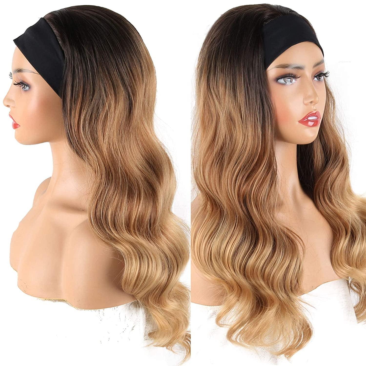 Lace Front Hair Wig Women Long Synthetic Loose Wave Ombre Brown