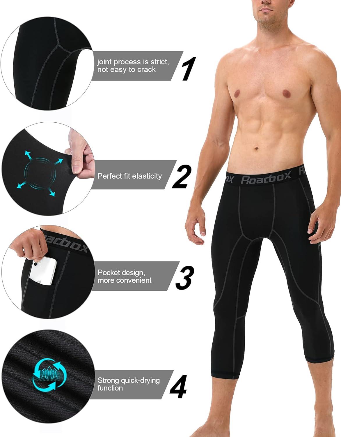 Roadbox Compression Pants Men Cooling Dry Base Layer Bottoms