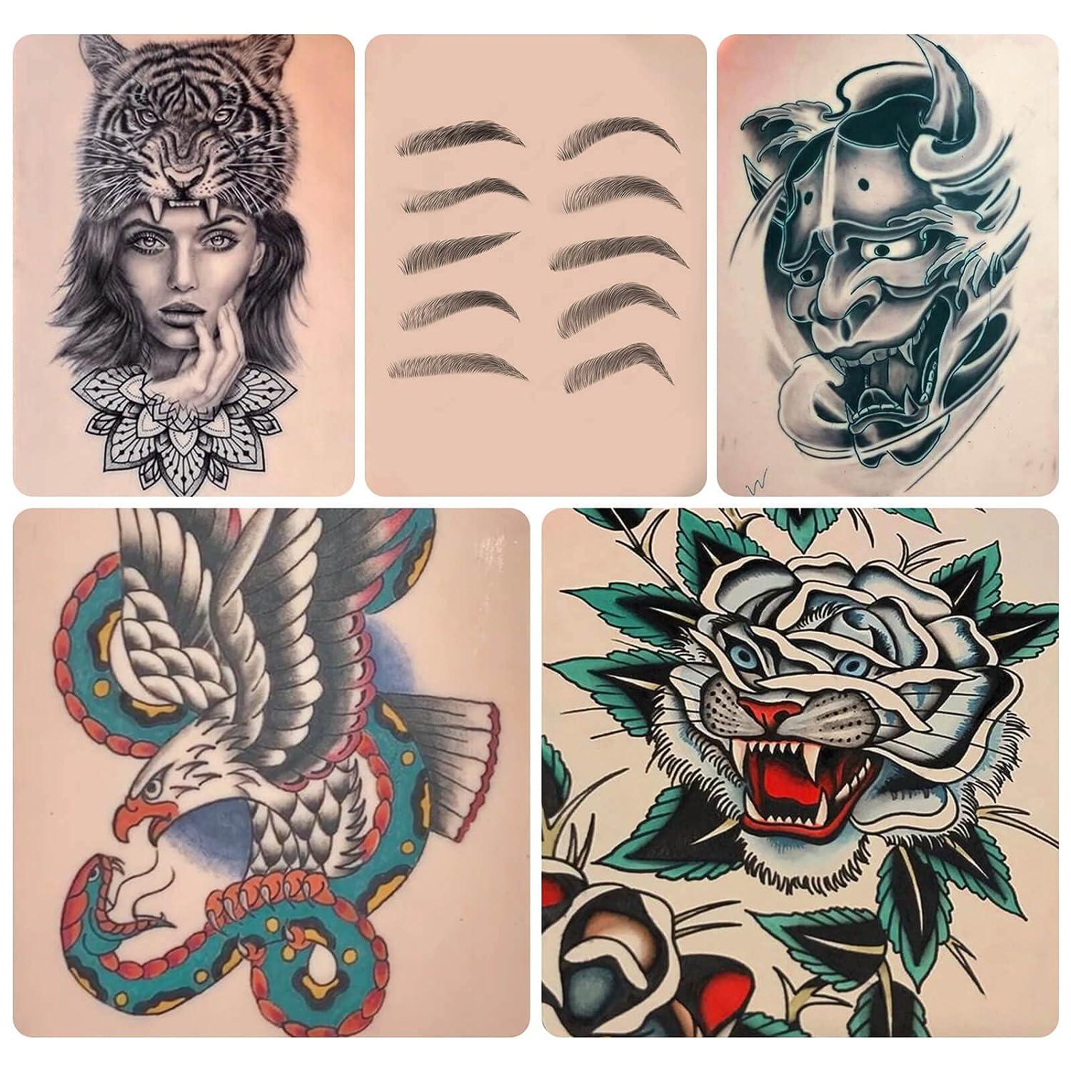 SOTICA Tattoo Skin Practice Kit - 10PCS Tattoo Practice Skins with 20PCS  Tattoo Transfer Papers Fake Skin Tattoo Practice Skin for Tattooing Piel