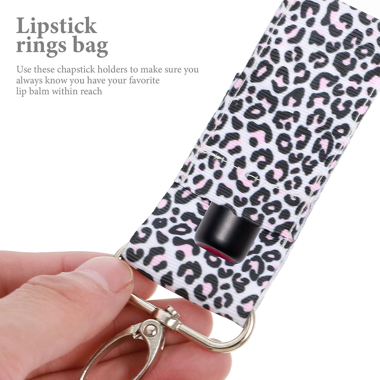 20 Lip Balm Holder Keychain Leopard Clip on Chapstick Lipstick Keychain.