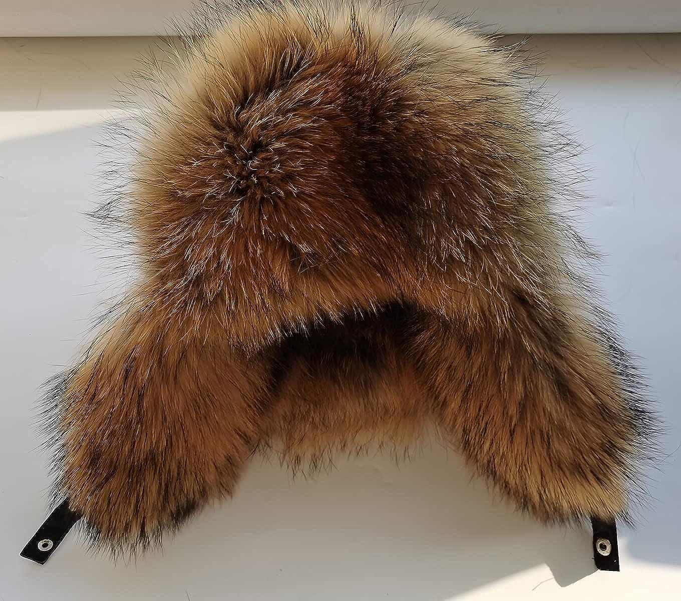 Trapper Hats Genuine Silver Fox Fur Hat With Ear Flaps Real