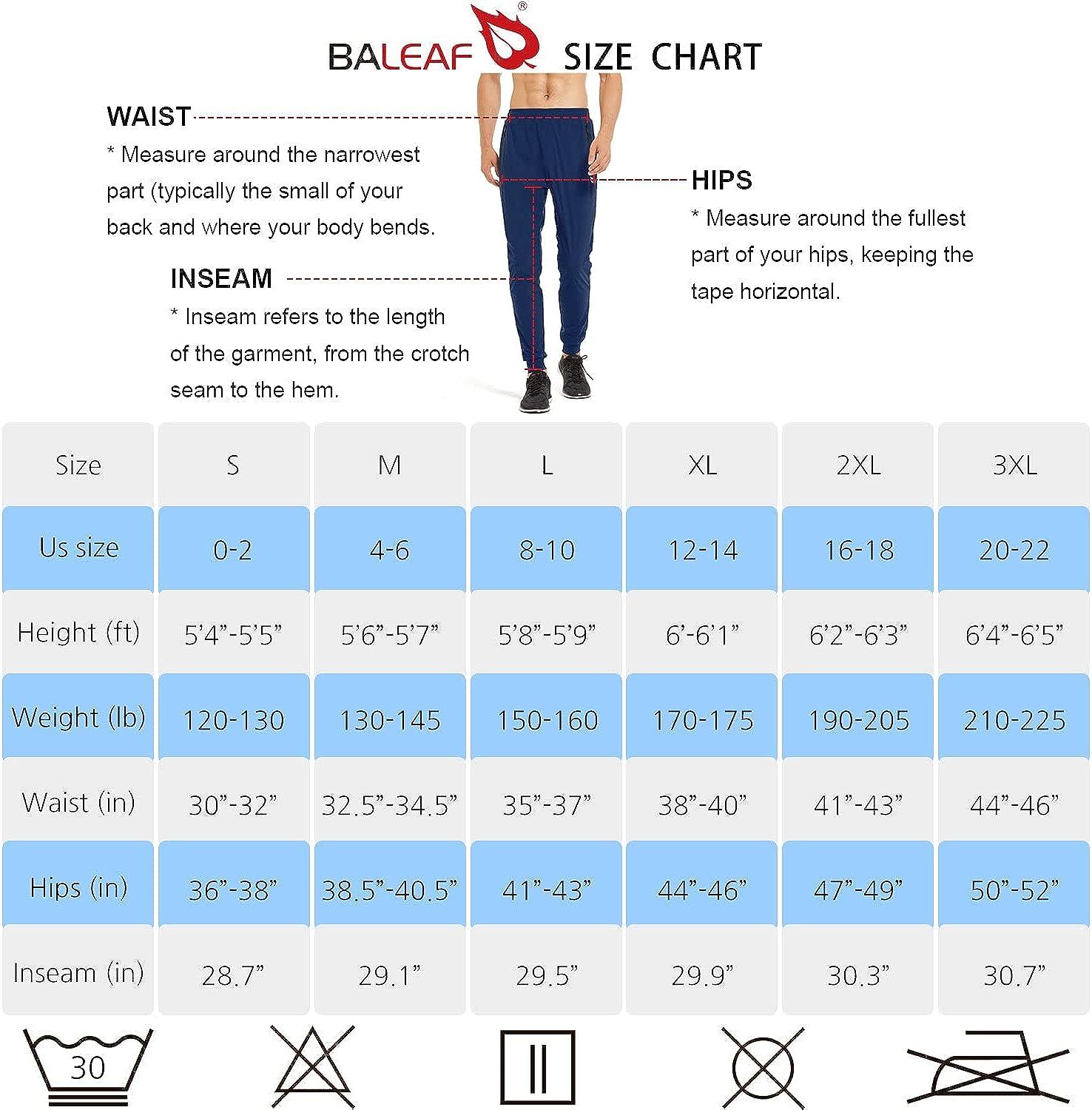 BALEAF Men’s Jogger Pants Quick Dry Running Sweatpants Zipper Pockets Navy  XL