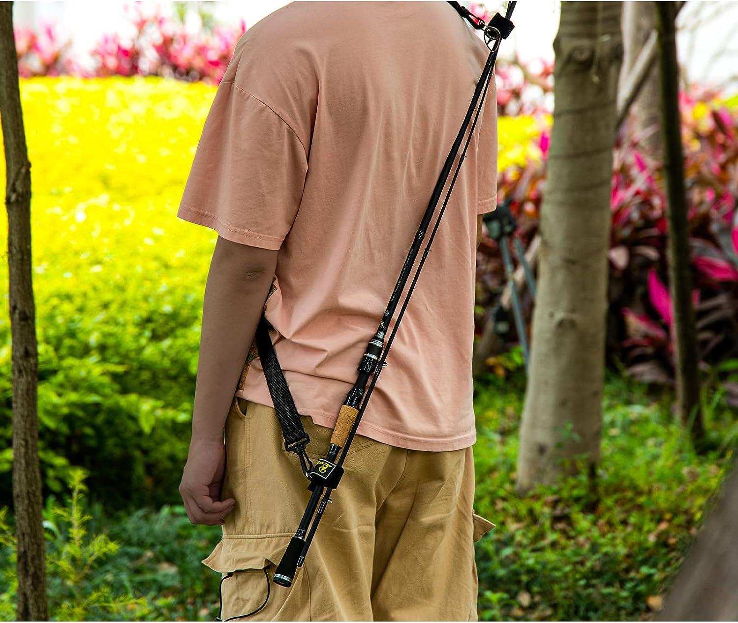 Goture Fishing Rod Carry Strap,Adjustable Fishing Pole Holder Sling  Shoulder Belt,Fishing Rod Shoulder Strap Wrap Black