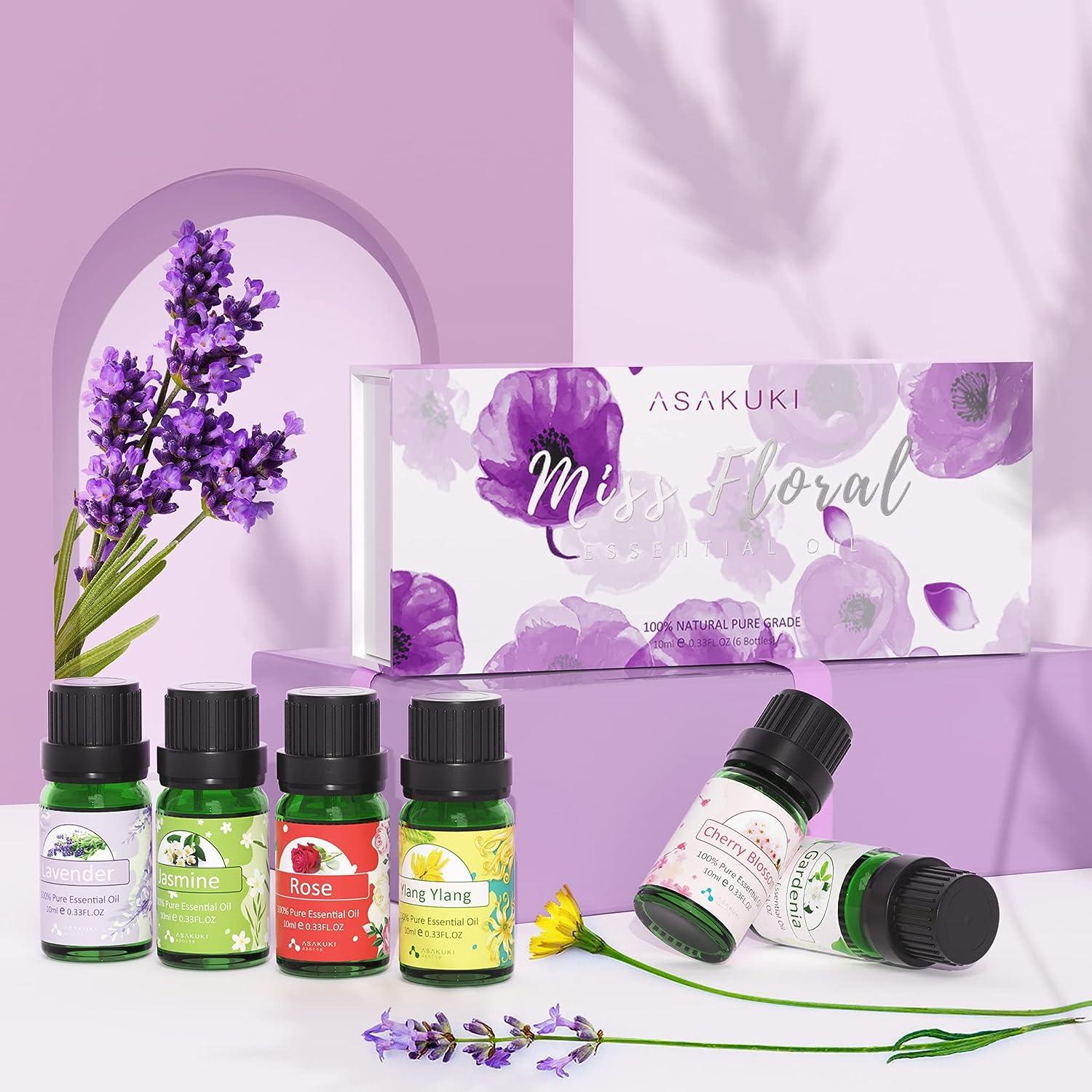 ASAKUKI Essential Oils Gift Set, 6 Pcs Diffuser Oils - Lavender