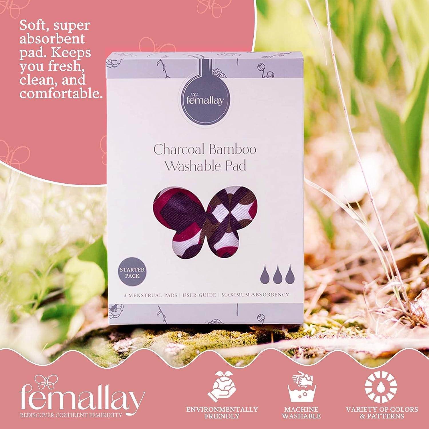 Femallay Reusable Cloth Menstrual Pads - Feminine Pads with Charcoal Bamboo  Layer Washable Sanitary Pads for Women Soft Absorbent Pads Feminine Hygiene  Products Sampler Kit Earthy Minky