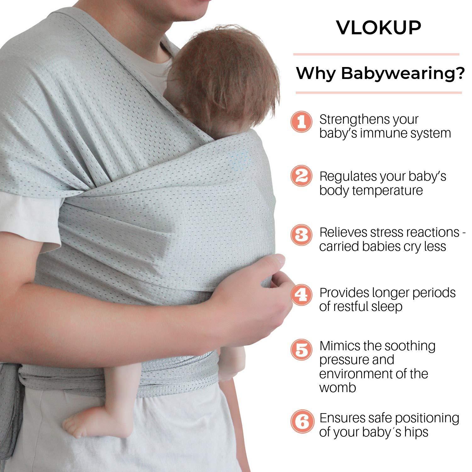 Vlokup Baby Ring Sling for Newborn, Extra Long, Soft Linen