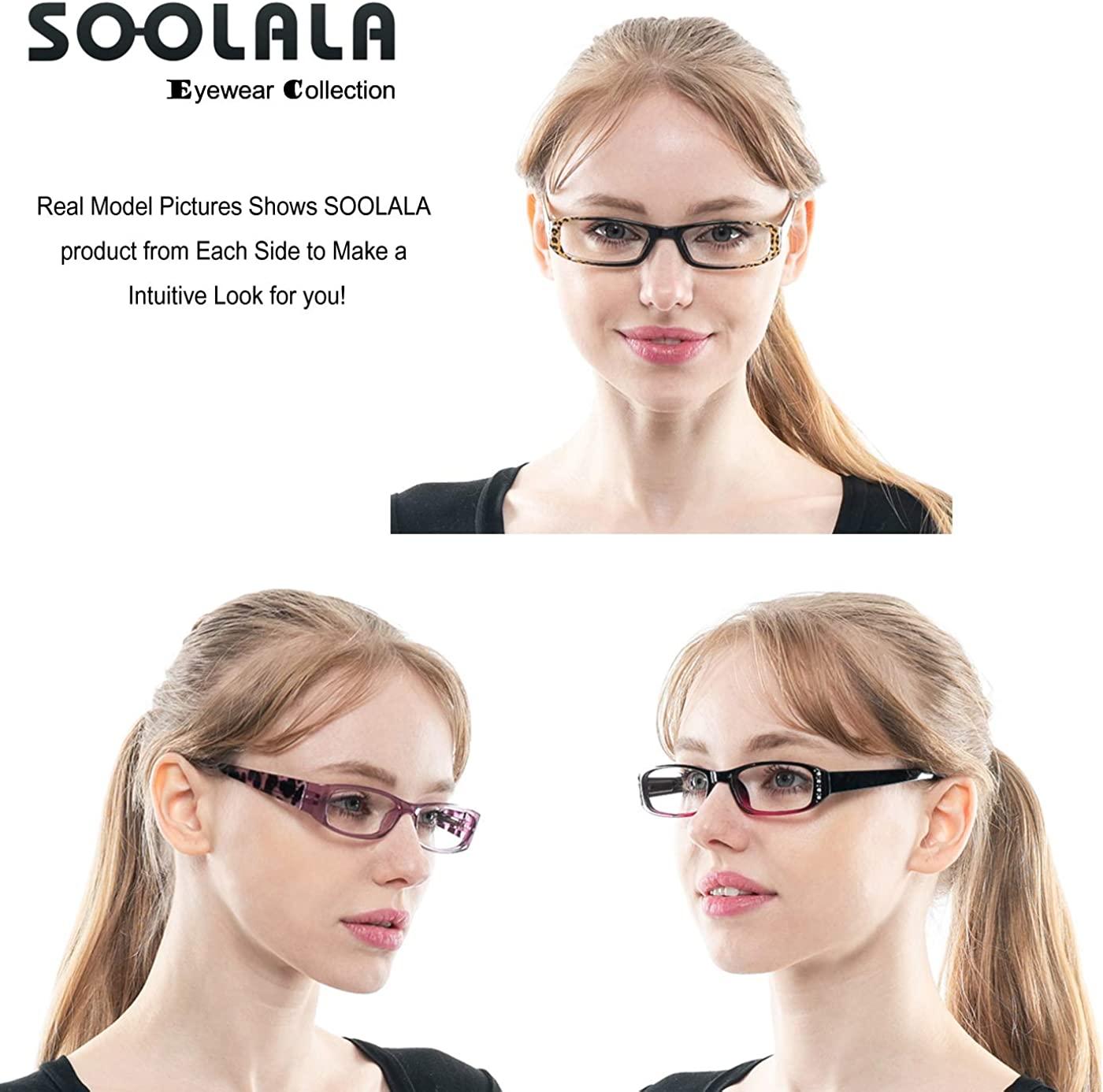 SOOLALA Womens 3-Pair Value Pack Fashion Designer Cat Eye Glasses
