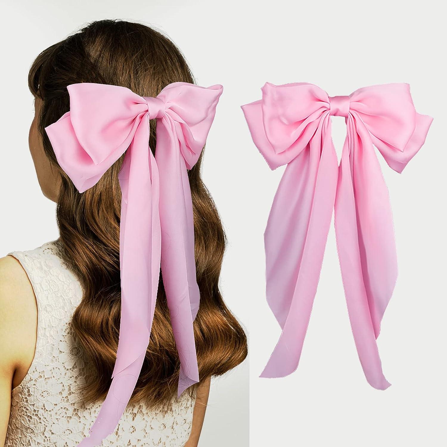 Stylish Bow with Big Ribbon Hair Clip for Women & girls color GREEN