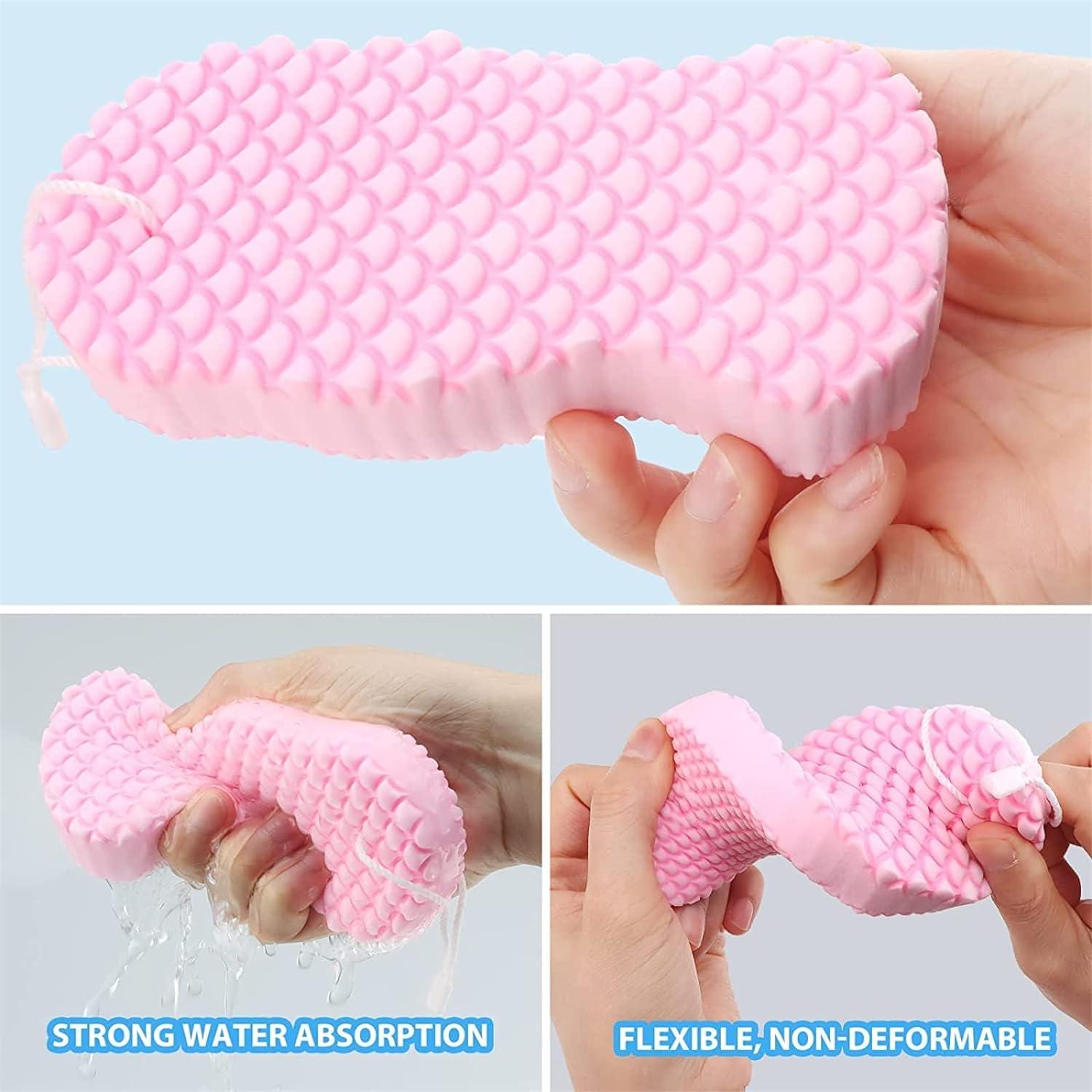 4PCS Exfoliating Bath Sponge, 3D Bath Sponge Shower Brush, Soft Bath  Sponges for Shower, Dead Skin Remover for Body, Shower Sponge for Adult Baby