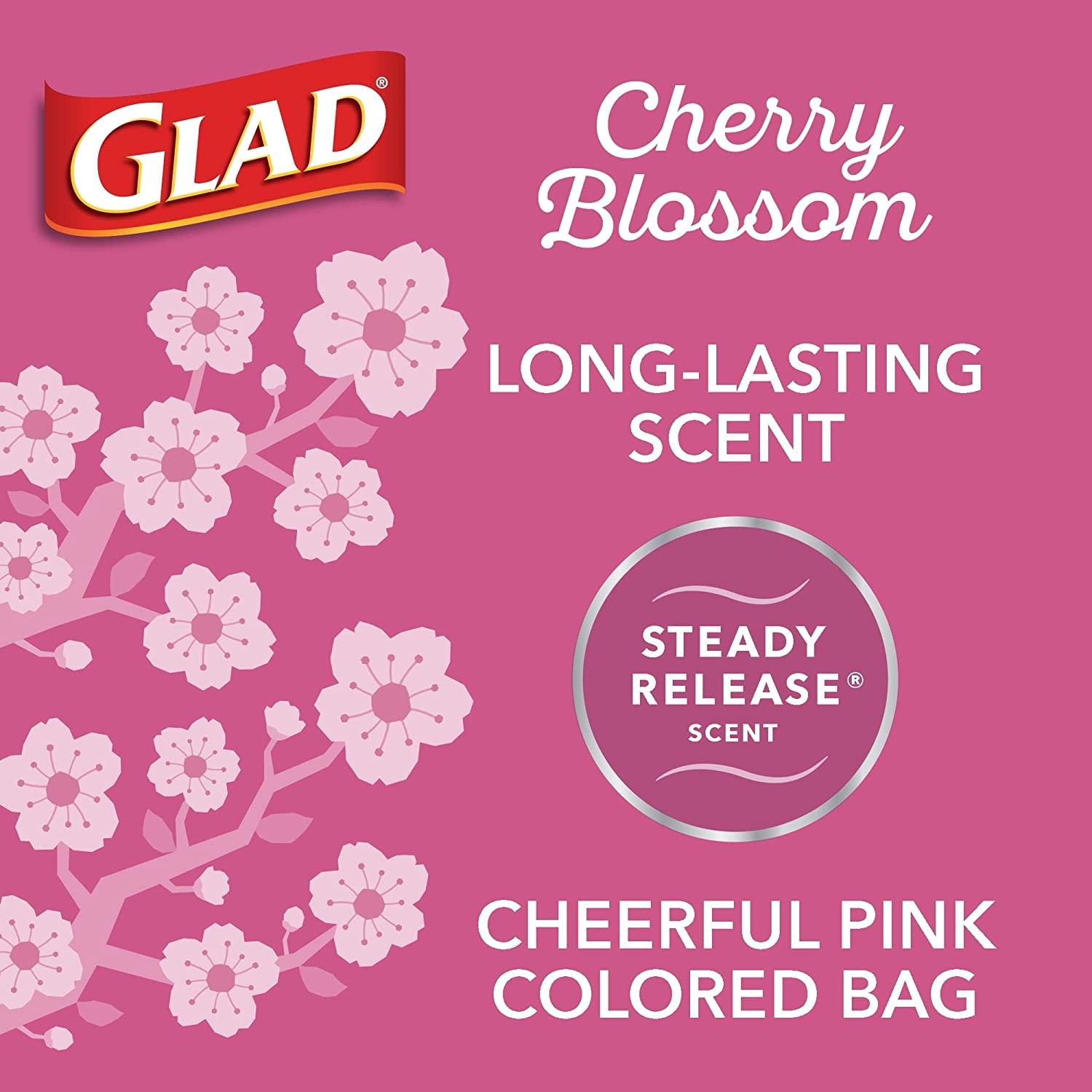 Glad ForceFlex Plus Cherry Blossom Drawstring Tall Kitchen 13 Gallon Trash  Bags