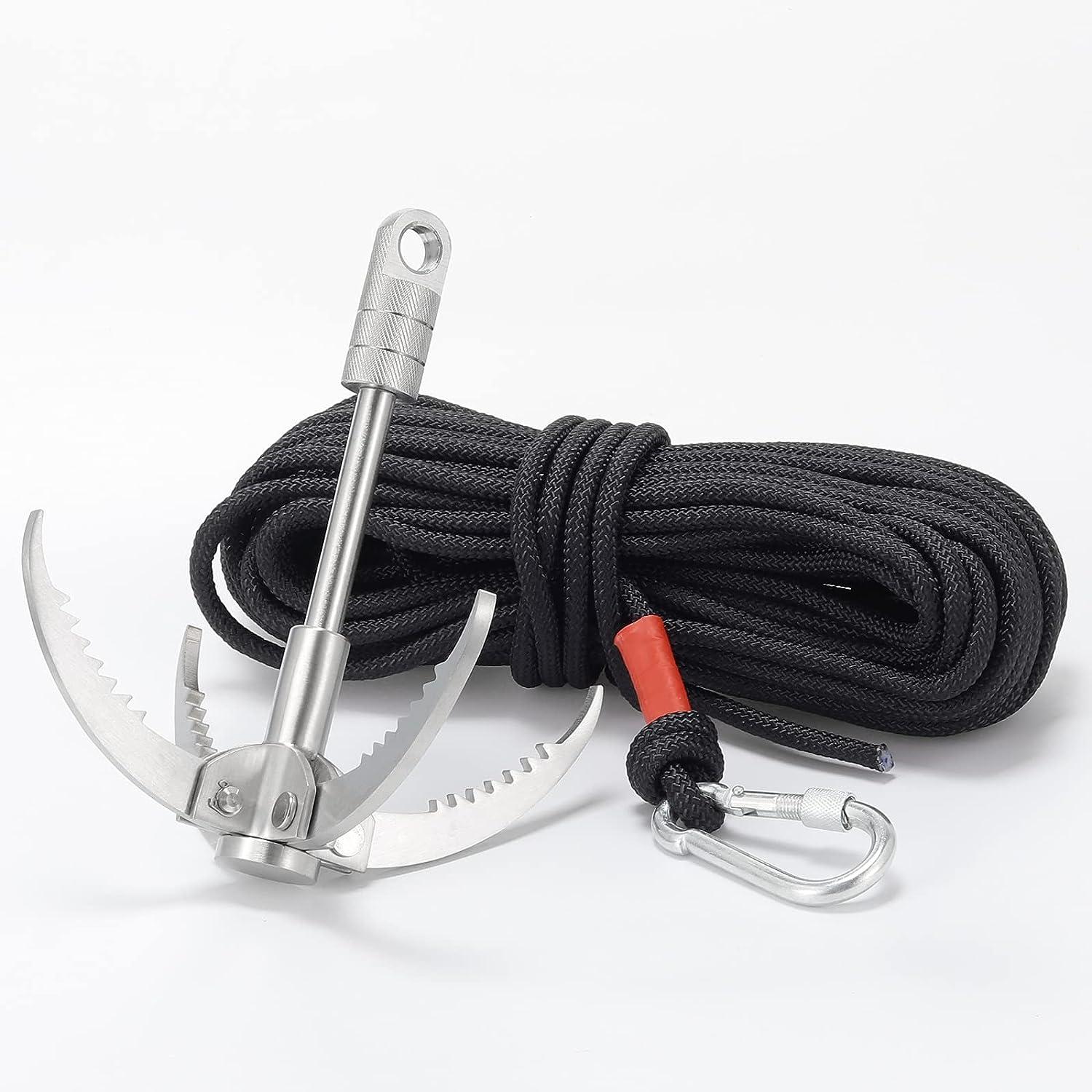 GYANDULY Large Grappling Hook with 65ft Rope, 4-Claw Folding Stainless  Steel Grapple Hooks for Outdoor Survival, Camping, Hiking, Tree &Mountain  Climbing