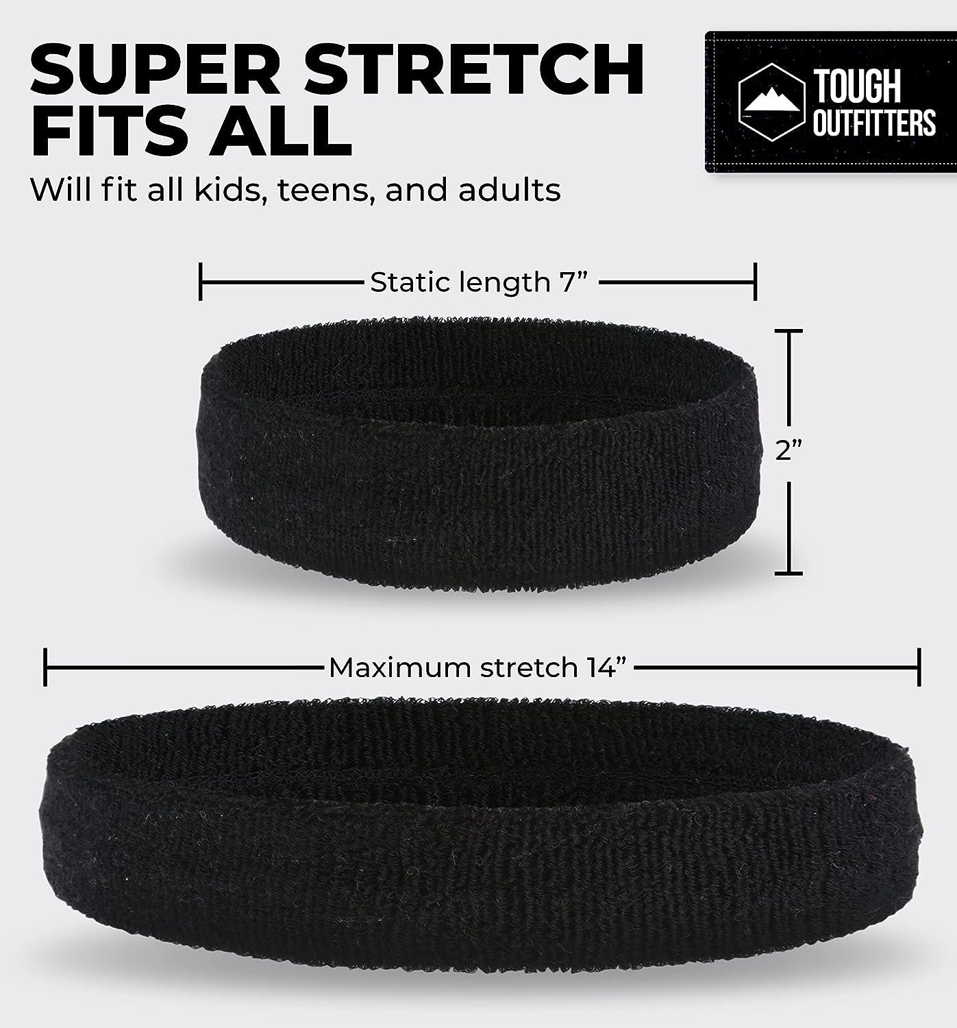 Sweatbands Set - Head & Wrist Sweat Bands - Terry Cloth Sweatbands for  Tennis, Working Out, Sports, Basketball, Gym, Exercise - Headband &  Wristbands for Men & Women - Stretchy & Soft Cotton Headbands - Black