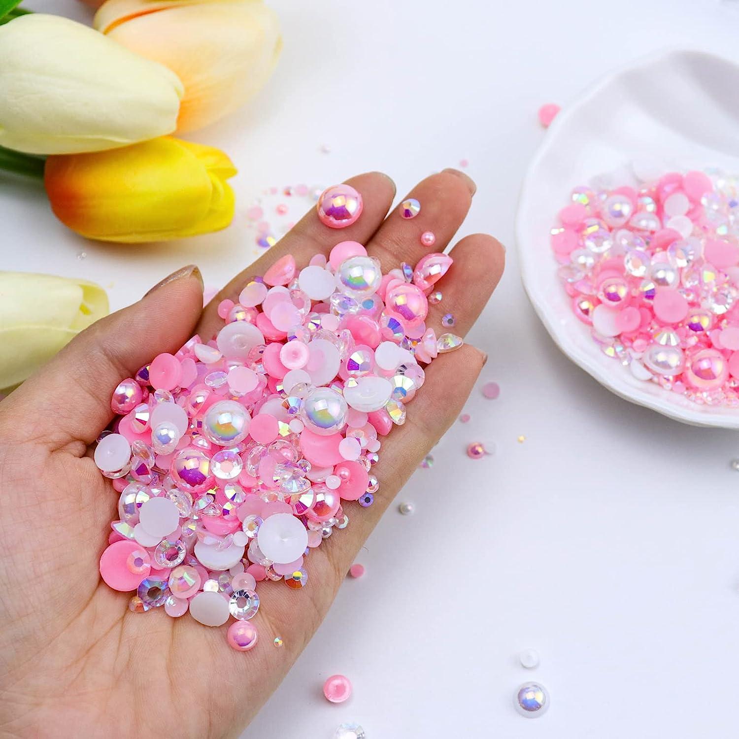 1000 Baby Pink Half Pearl Beads Flat Back, Craft Scrapbooking Choose Size 