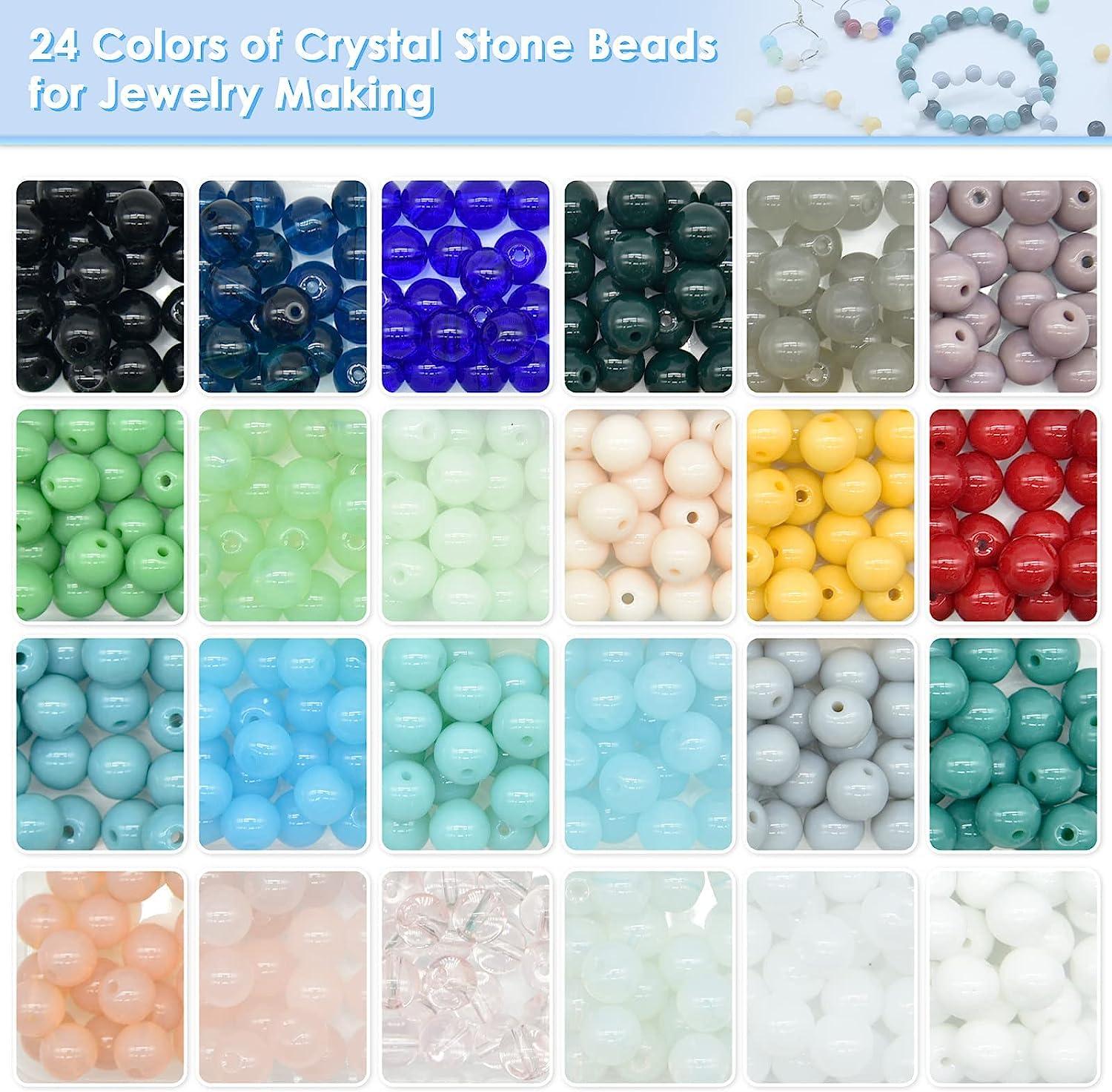 600PCS Round Beads for Bracelet Making, 8mm DIY Gemstone Beads Jewelry  Making Kit with Rainbow Beads, 24 Color Round Gemstone Beads Suitable for  Beginners