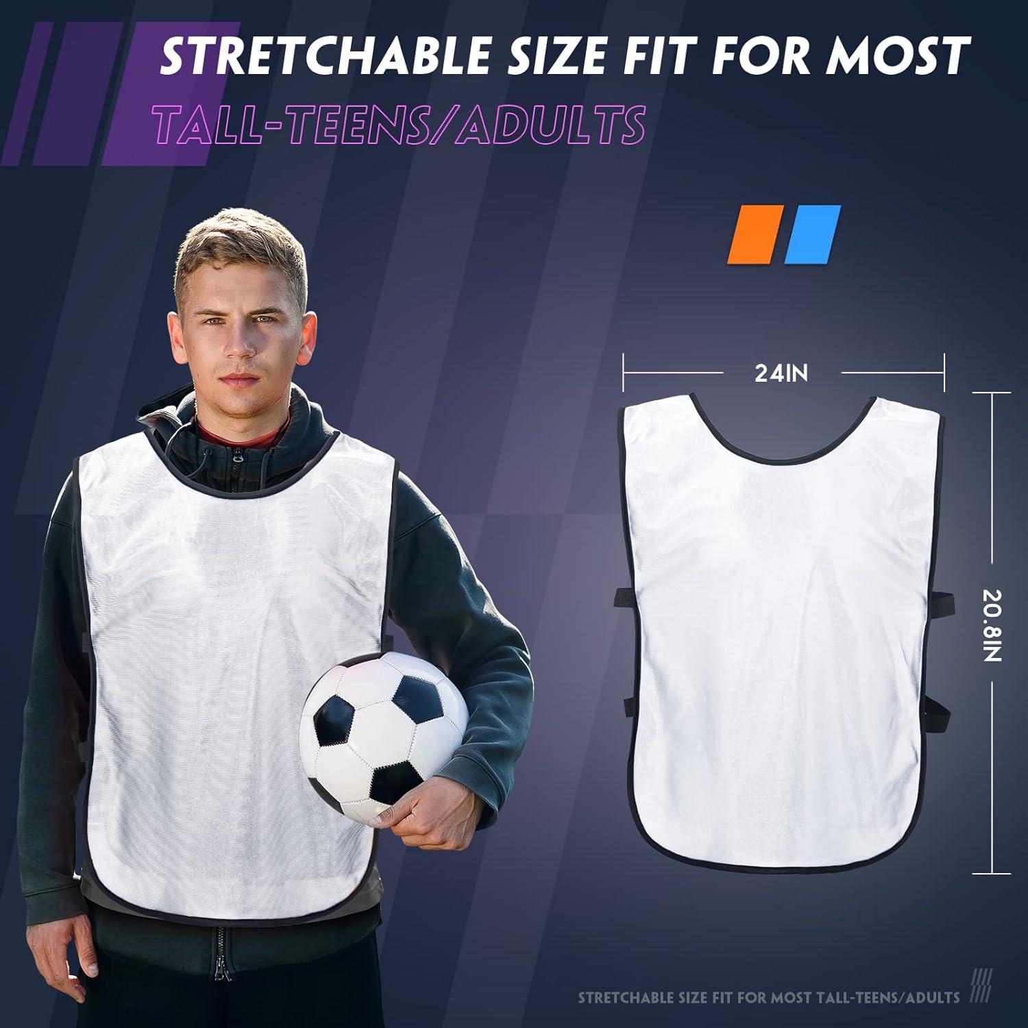 24 Pack Scrimmage Team Soccer Pinnies Vests Jerseys Mercerized Fabric Team  Training Practice Vests Pinnies for Youth Adult Sports Basketball Soccer  Football Volleyball Black White