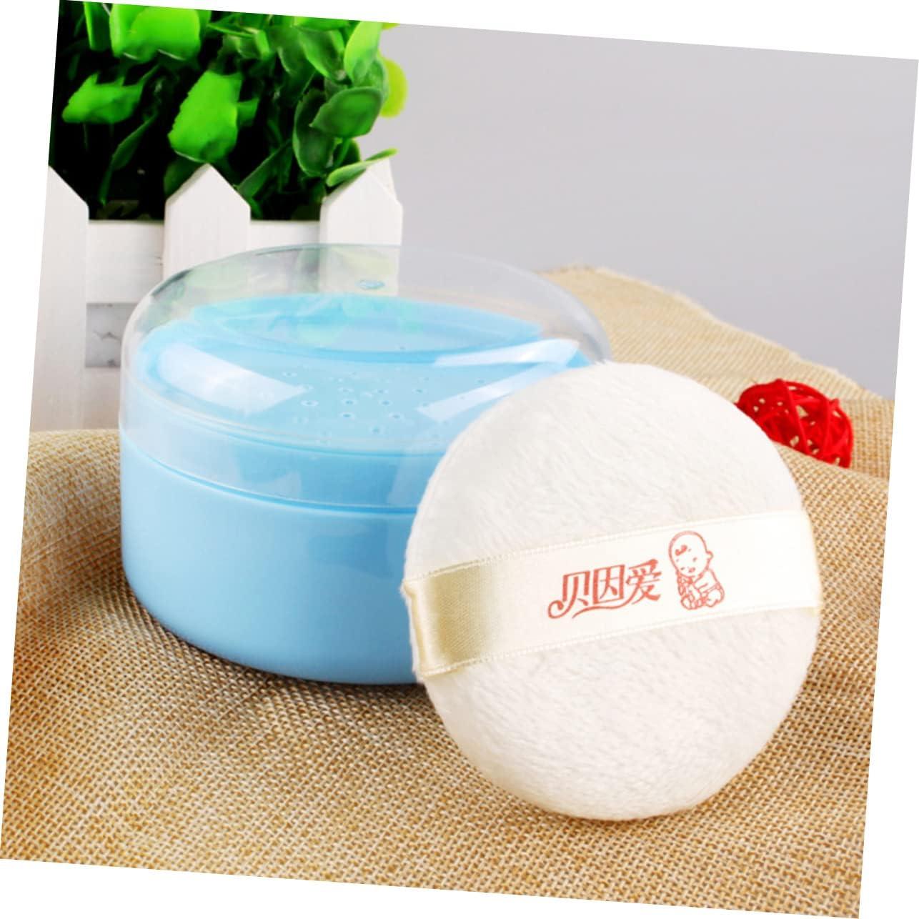 TOYANDONA 4pcs Body Powder Puff Box Travel Container Baby Powder Lotion  Makeup Powder Puff Cushion Puff Travel Baby Powder Travel Powder Container  Dry Puff Charming Blue Baby Plastic 8x8x6cm Blue