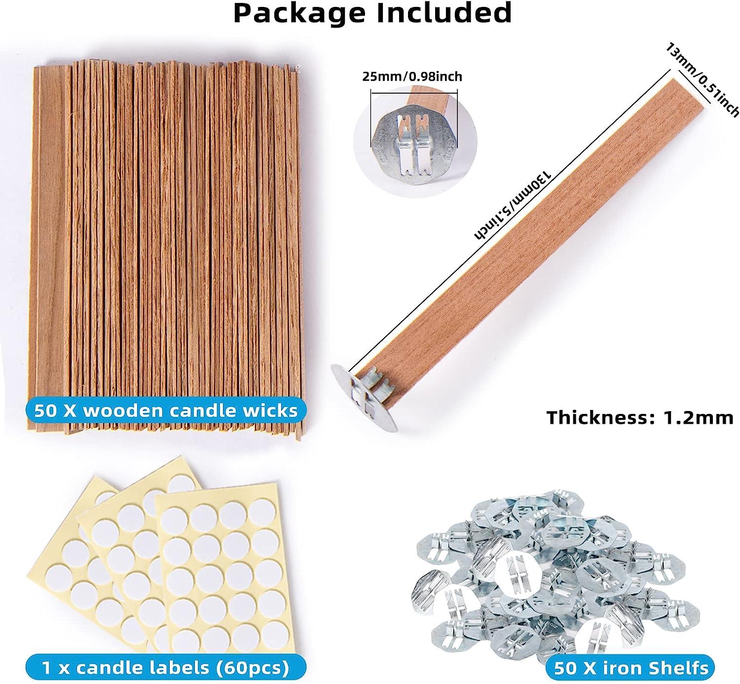 50sets Wood Wicks For Candles Making 0.5 X 5.1 Crackling Wooden Candle  Wick For Soy Candle Making,Long Woodwick
