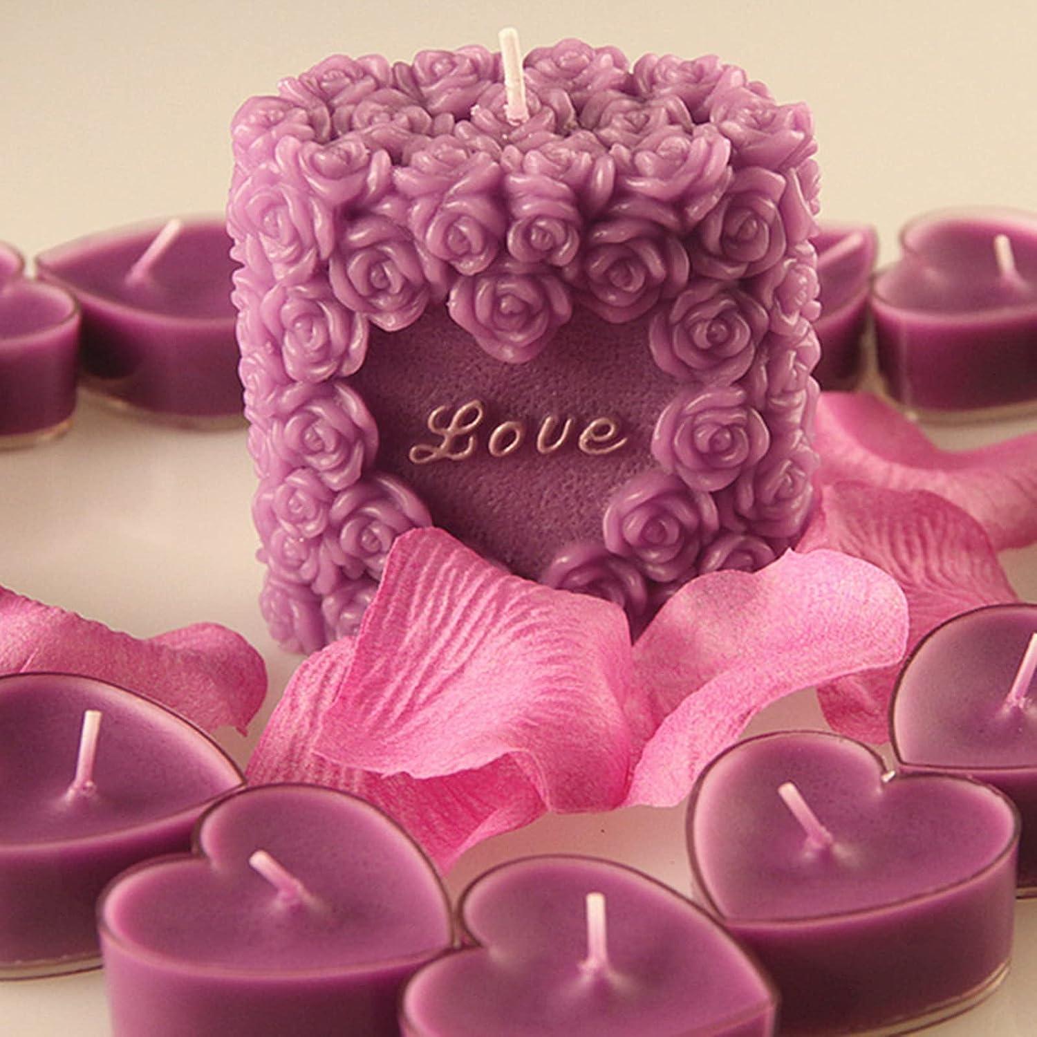 Heart Rose Silicone Candle Mold Kiss Love Soap Resin Mould DIY Chocolate  Making Valentine's Day Gifts Wedding Cake Party Decor