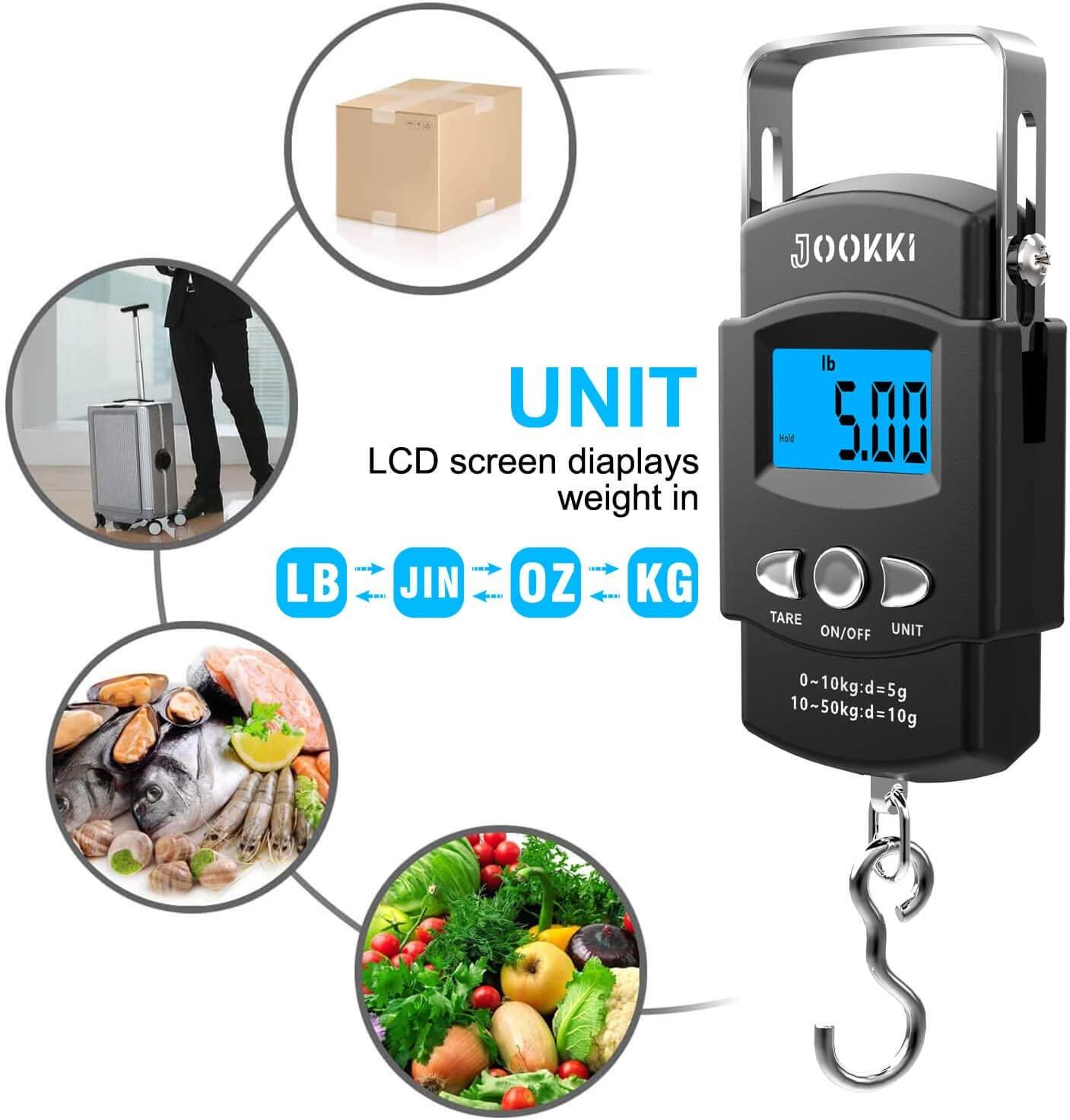 LCD Digital Hanging Scale Luggage Suitcase Baggage Weight Scales with Belt  for Electronic Weight Tool 50Kg/110Lb, Black
