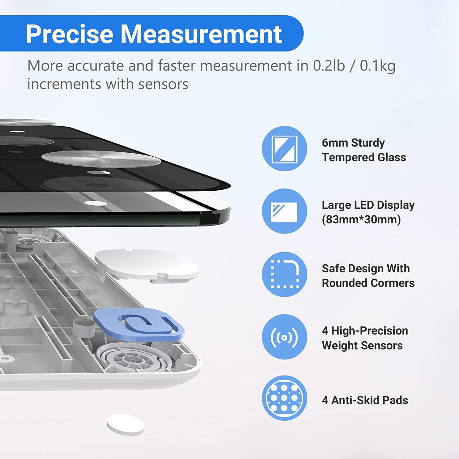 BODY FAT SCALE 6MM WITH 4.0 BLUETOOTH APP: BLACK