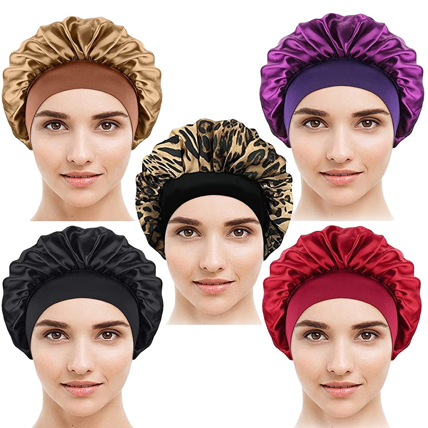 Bonnet en filet pour cheveux au crochet, 2pcs Night Sleeping Bonnet Caps  Women Hairnet Hats for Hair Care (Couleur 2)