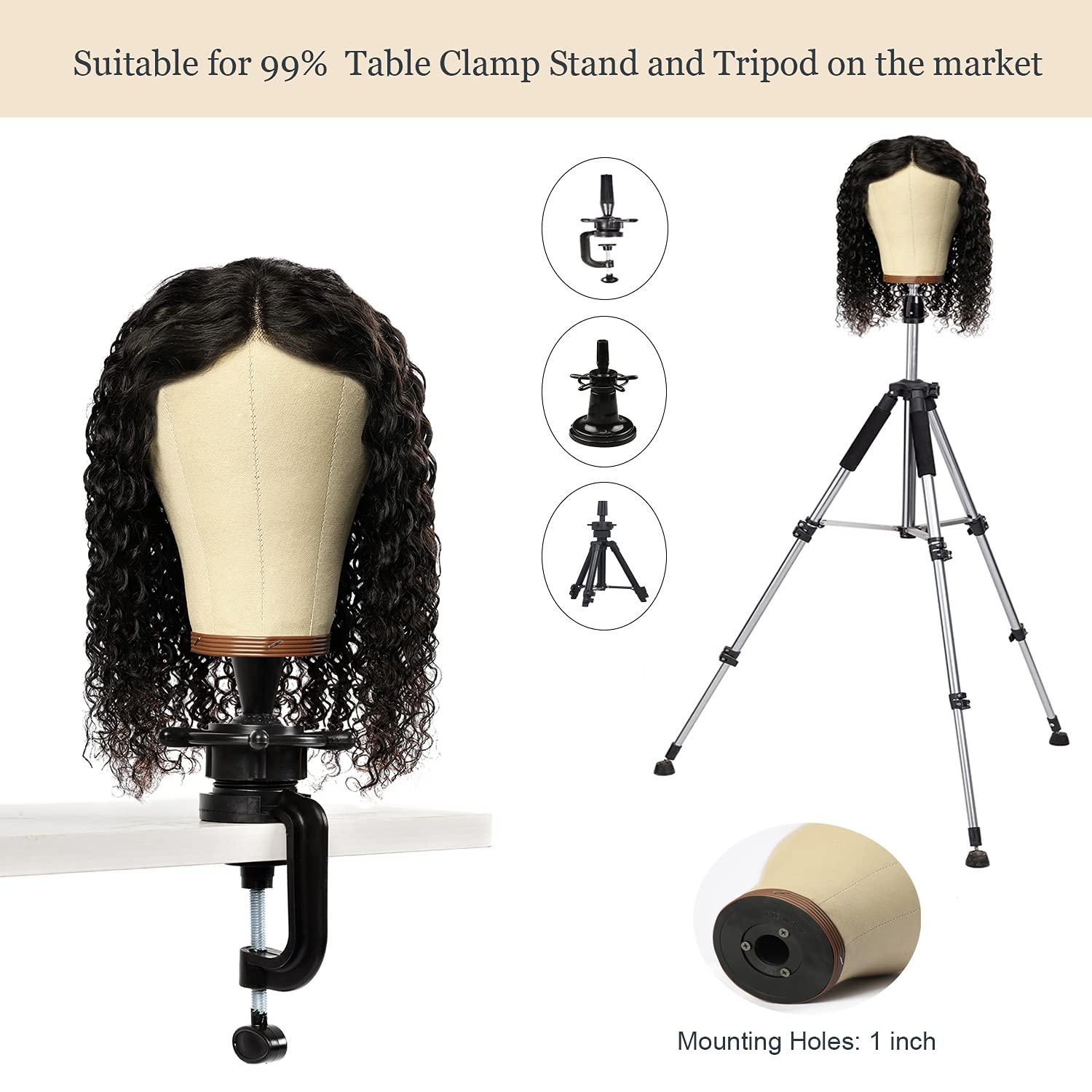 lucicass Wig Head 23 inch Canvas Block Head Wig Stand with Mannequin Head 55 Wig Stand Tripod with Head Mannequin Head Stand with Head for Wigs