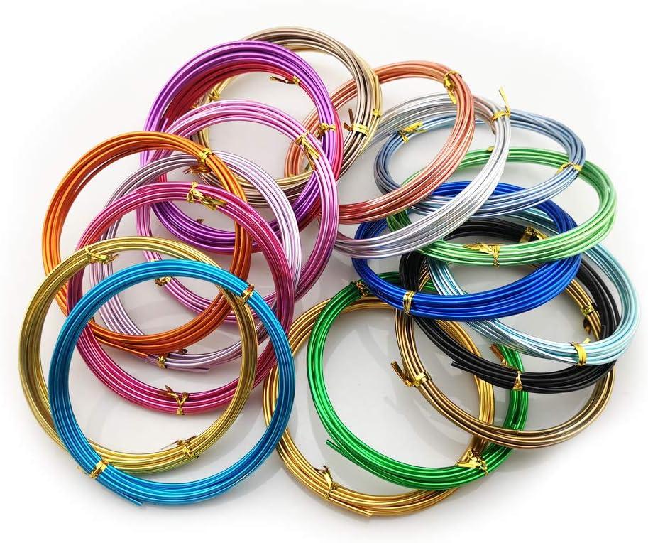 12 Rolls Multi-Colored Aluminum DIY Handmade Craft Wire Flexible Metal Wire for Bracelet Necklace Jewelry Crafts Making, Size: Small