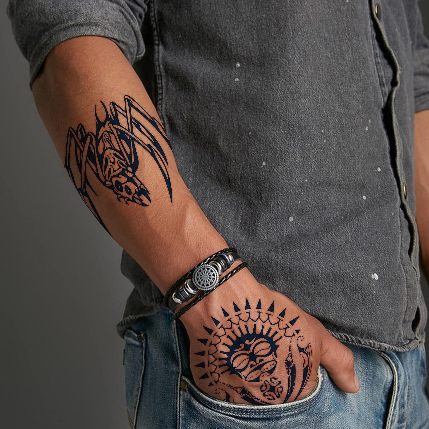 Amazon.com : CUTELIILI 10 Pcs Viking Face Tattoo Aztec Tattoo for the Back  of Hands and Forearms, Cool Bule Tribal Tattoo Sleeves Men Long Lasting :  Beauty & Personal Care