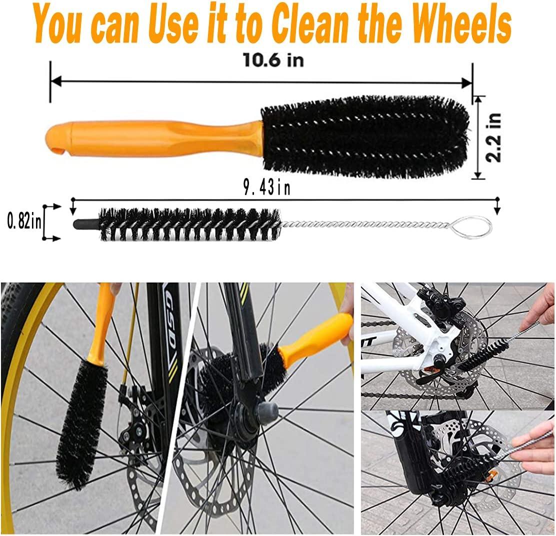 QeeHeng Precision Bicycle Cleaning Brush Tool,Bike Cleaning Tool Set Including Bike Chain Scrubber, Suitable for Mountain, Road, City, Hybrid ,bmx