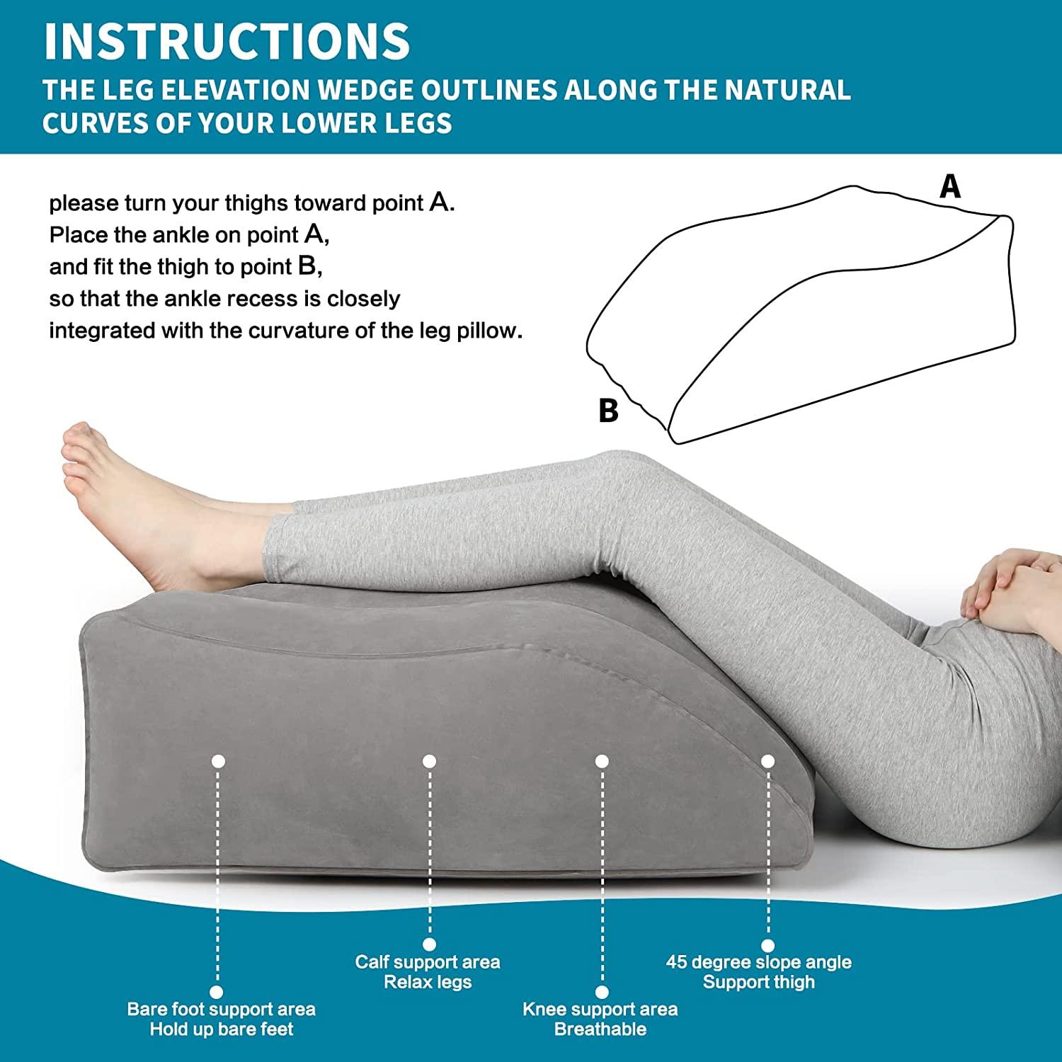Leg Elevation Pillow Memory Foam Wedge Support Foot/ Knee/ Ankle Surgery  Injury