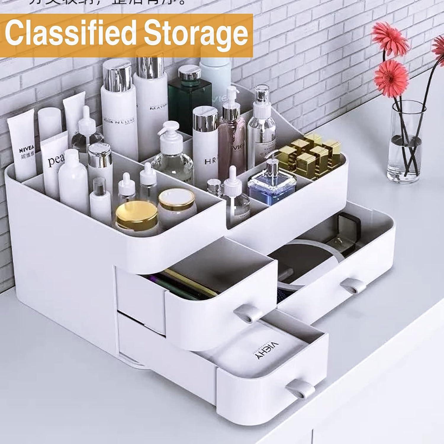 Makeup Organizer With Drawers, Dustproof Bathroom Bedroom Vanity Organizers  And Storage, Ideal For Desk And Dresser Countertops, Great For Cosmetics