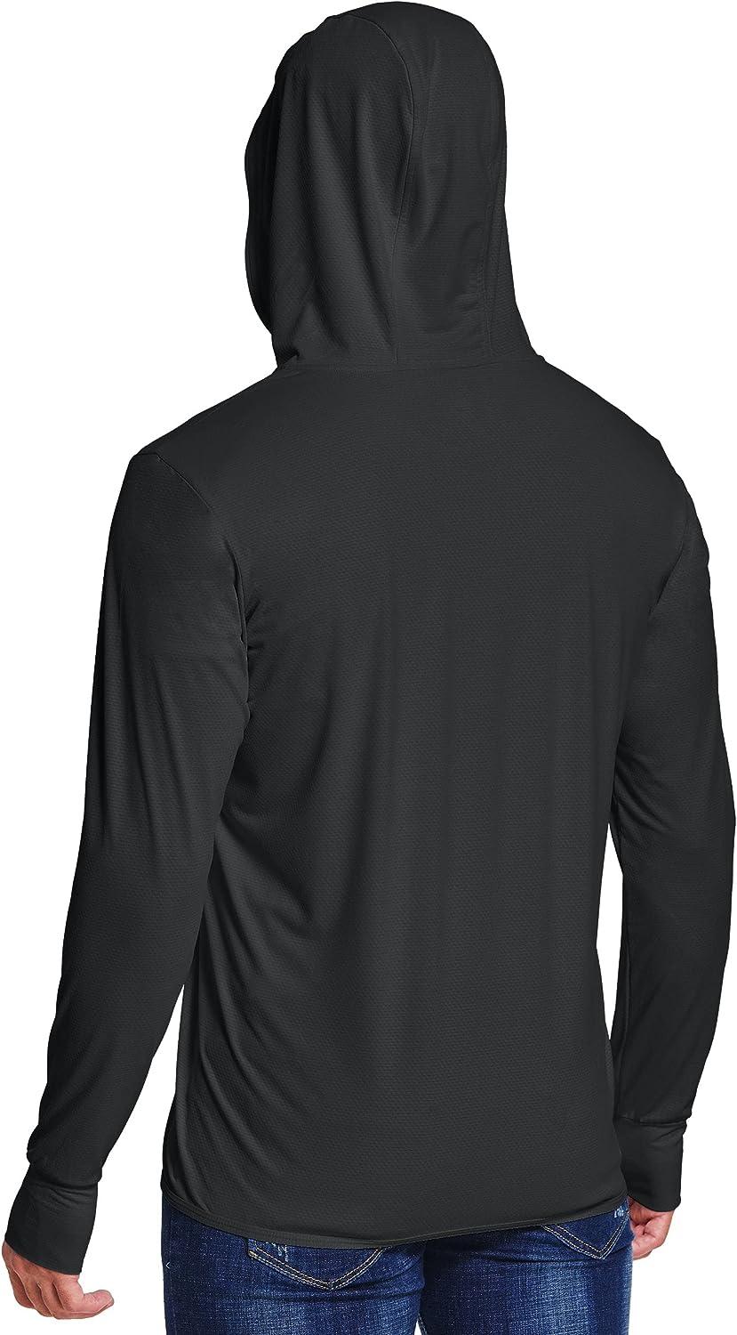 Mens Sun Hoodie UPF 50+Full Zipper Lightweight Sun Protection Jacket Hoodie  With Thumb holes Cooling Lightweight Fishing Shirt For Men Black-M at   Men's Clothing store