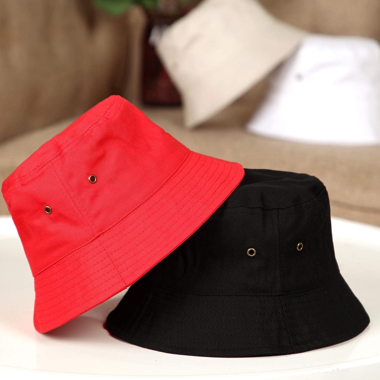 4 Pieces Bucket Hat Sun Hat Beach Fishing Hat Travel Hat for Men Women Kids  Large Black, White, Beige, Red