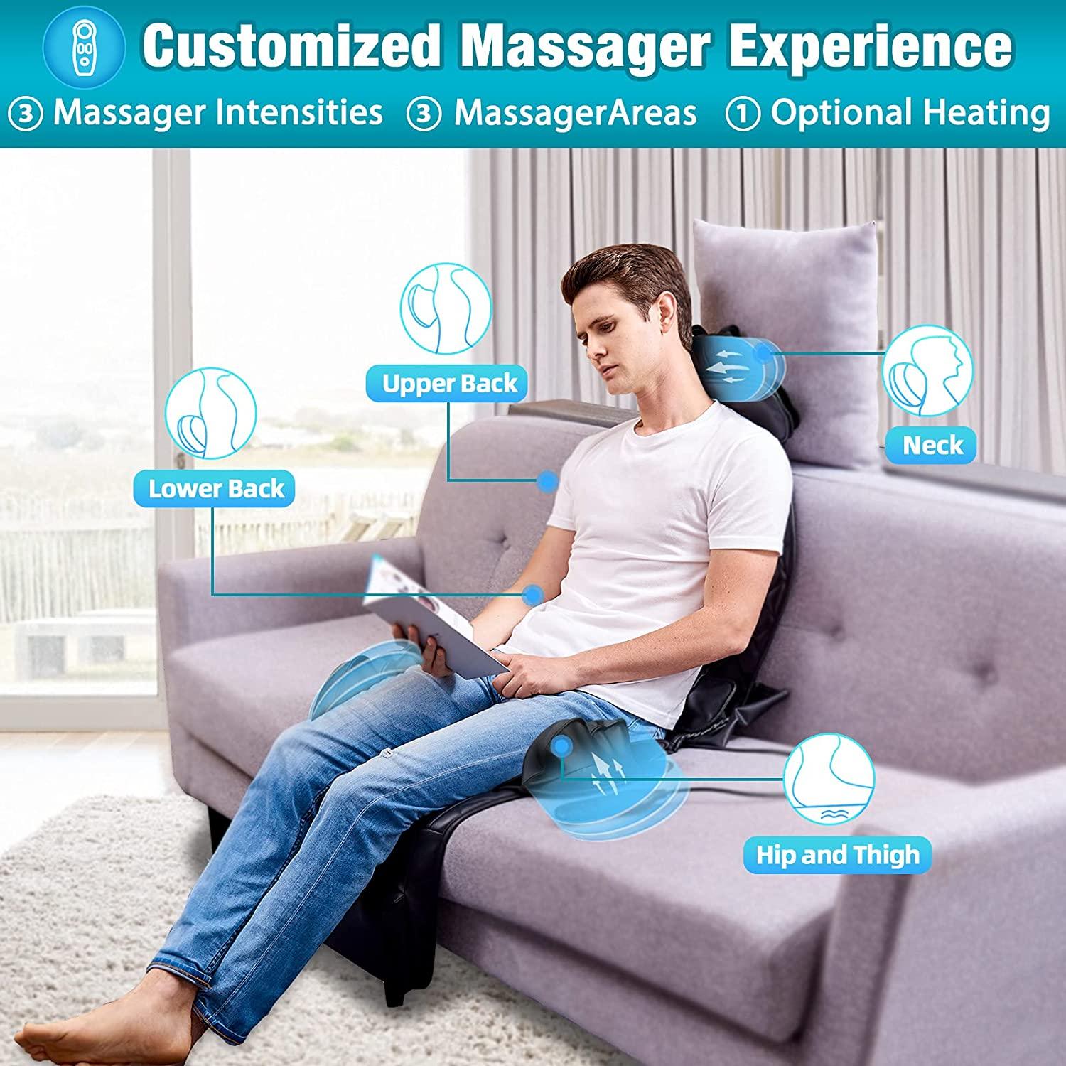 Massage Chair Pad, Back Massager with Heat for Chair or Home Couch, Home  Massage Seat Cushion for Lower Back Thighs 