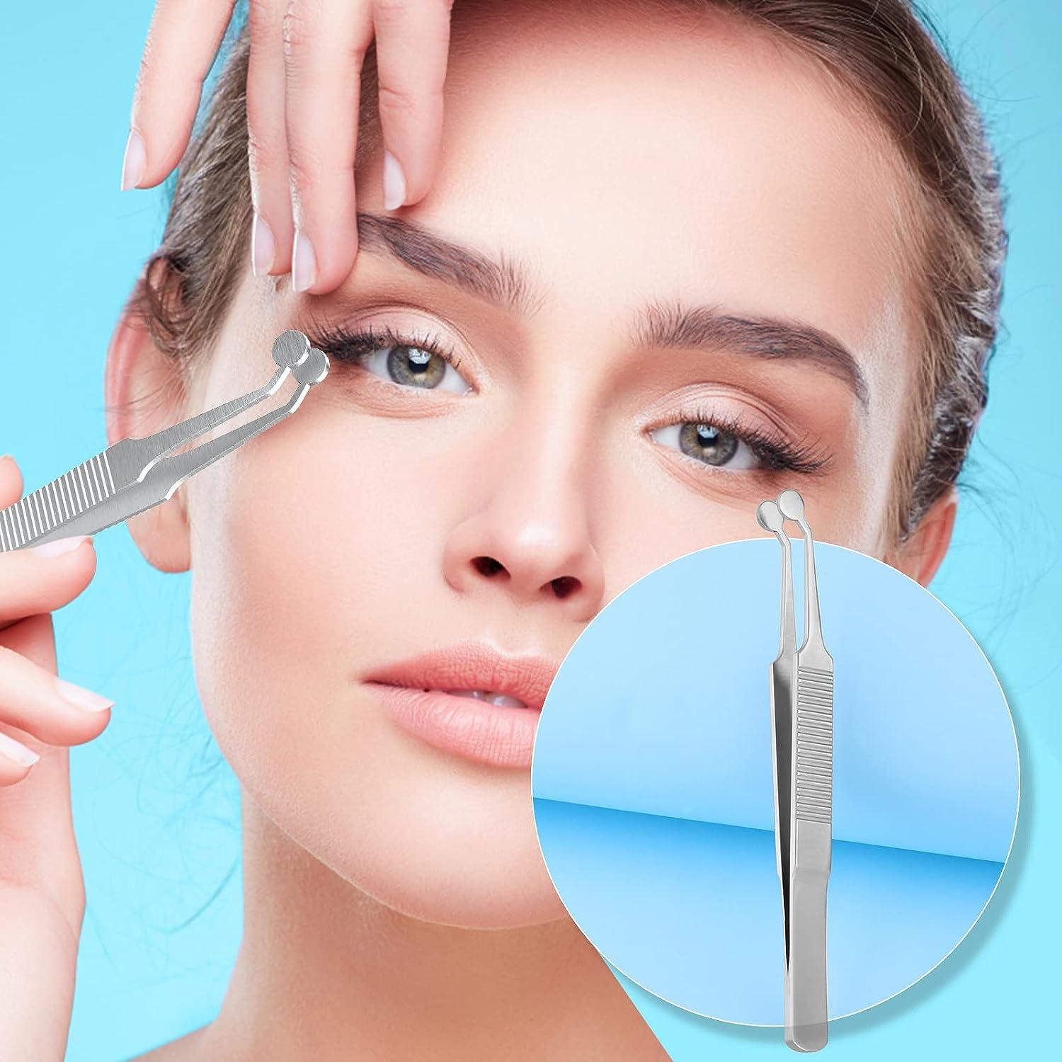 Mikikit Eyelid Massage Tweezers: Premium Stainless Steel Round Head Style  Eyelid Massage Tweezer Round Tip Meibomian Gland Expressor Forcep for Issue  Dry Eyes