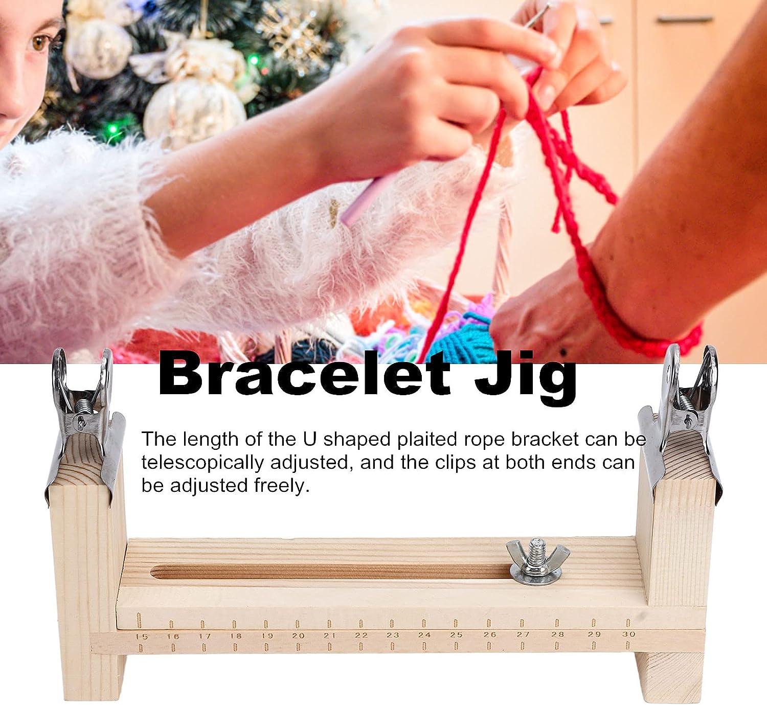Jig Bracelet Maker, Adjustable Wood Bracelet Jig DIY Hand Knitting Bracelet  Jig with 2 Clamp Bracelet Braiding Tool, U Shape Clear Scale Bracelet