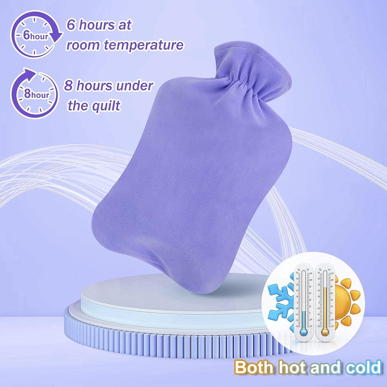 Attmu 2L Hot Water Bottle, Rubber Hot Water Bag for Pain Relief Menstrual  Cramps, Hot 