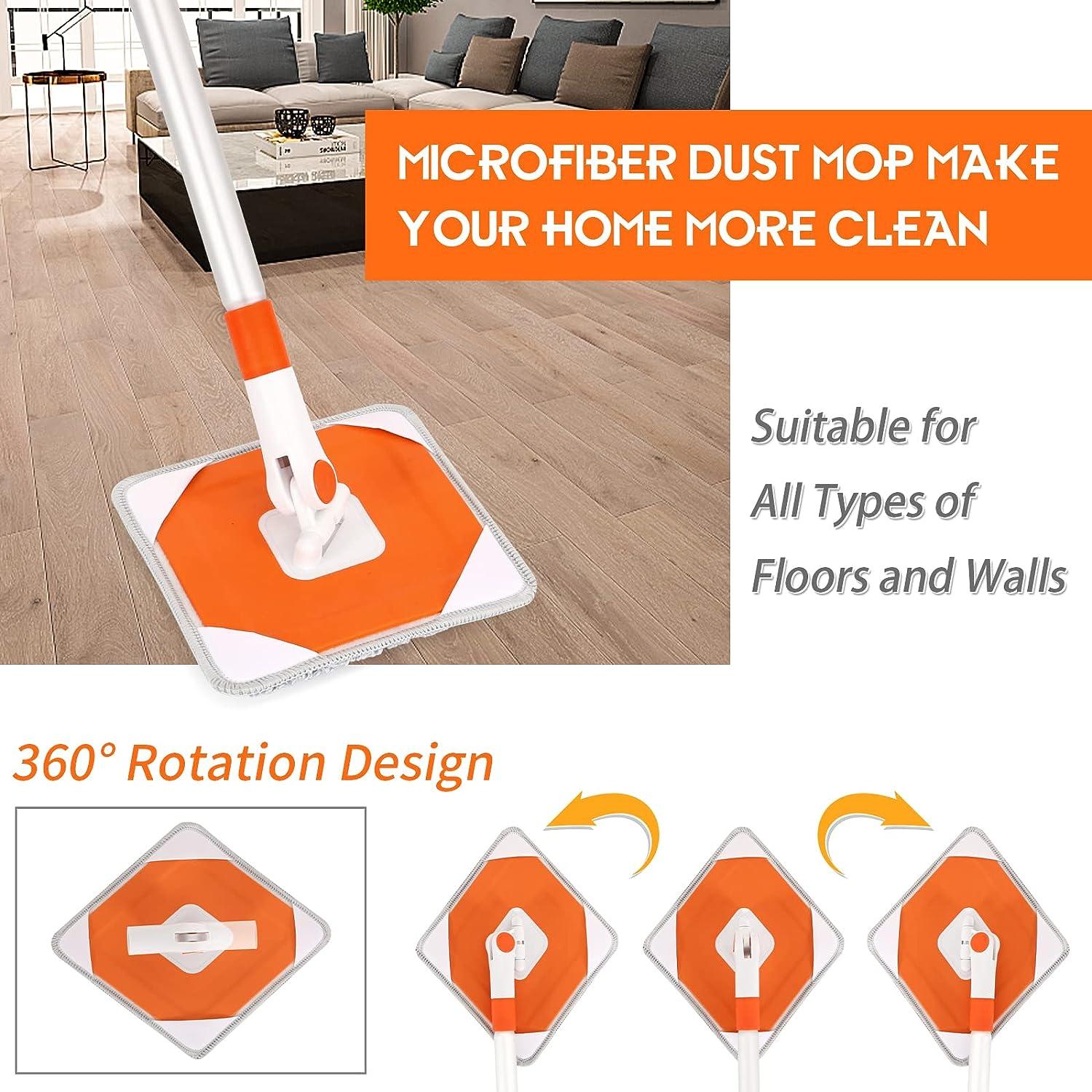 Baseboard Cleaner Tool with Handle No-Bending Mop with 2 Cleaning Pads  Adjustable Detachable Bathroom Cleaning Tool