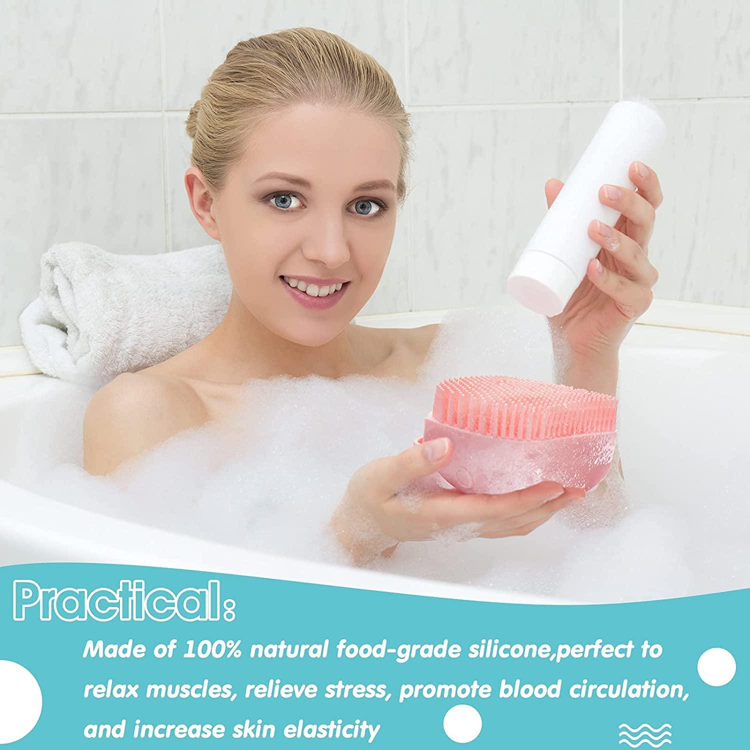 Silicon Bath Body Brush, Exfoliating Body Scurb Brush with Soap Dispenser