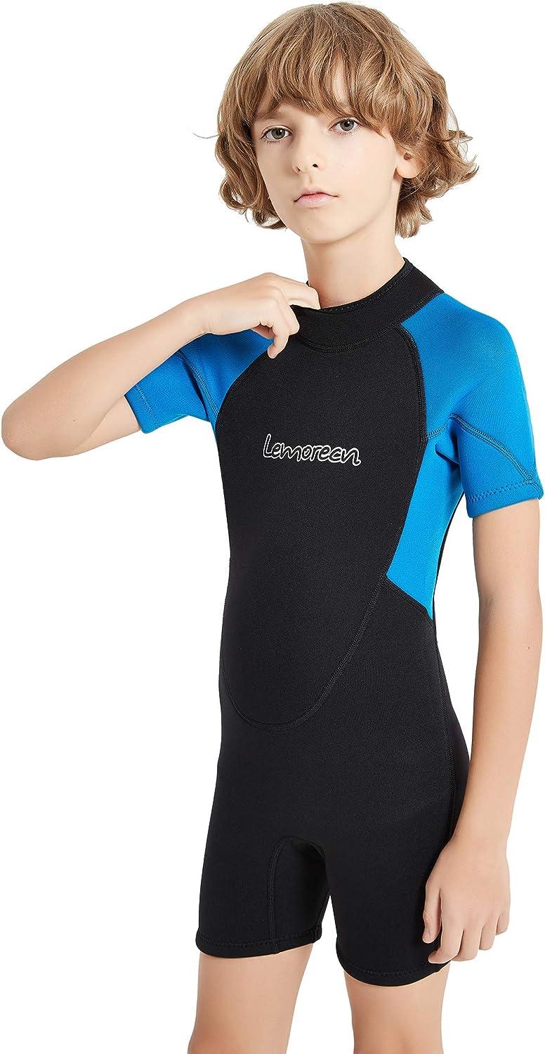 Lemorecn Wetsuits Youth Premium Neoprene 2mm Children's Shorty Swim Su