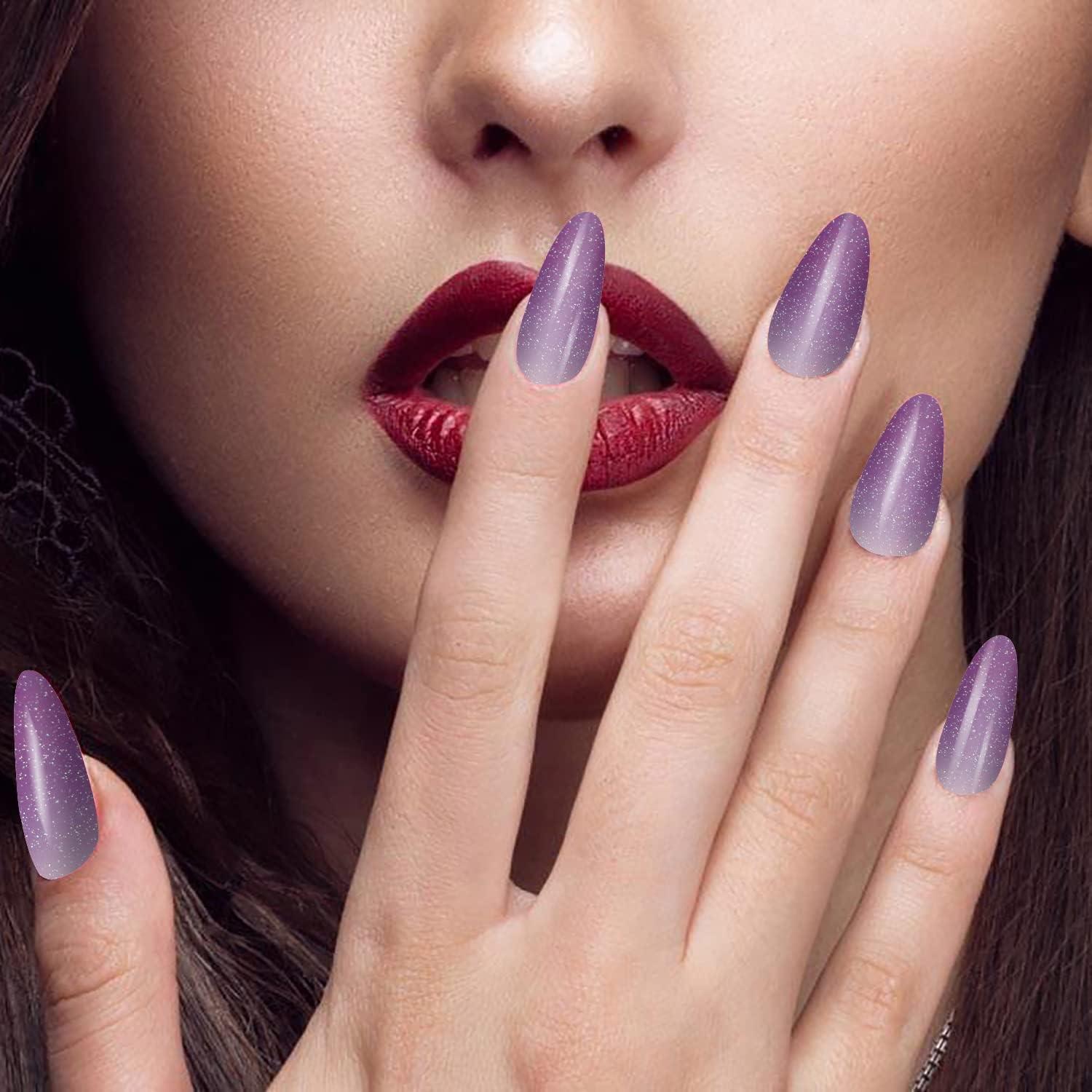 BYS Colour Change Purple Glitter & stripes nail art | Dry, Dammit!