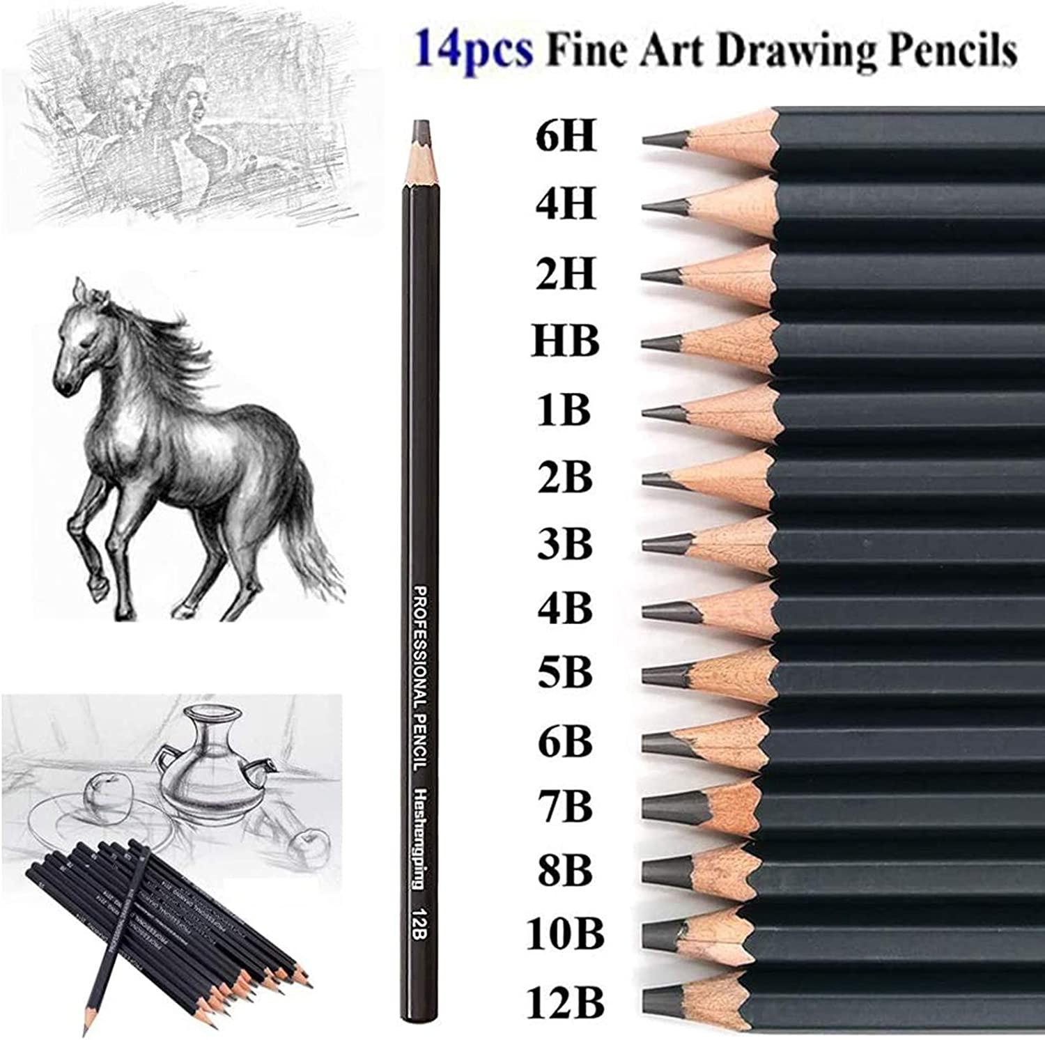 Heshengping Sketch & Drawing Art Pencil Kit-50 Piece